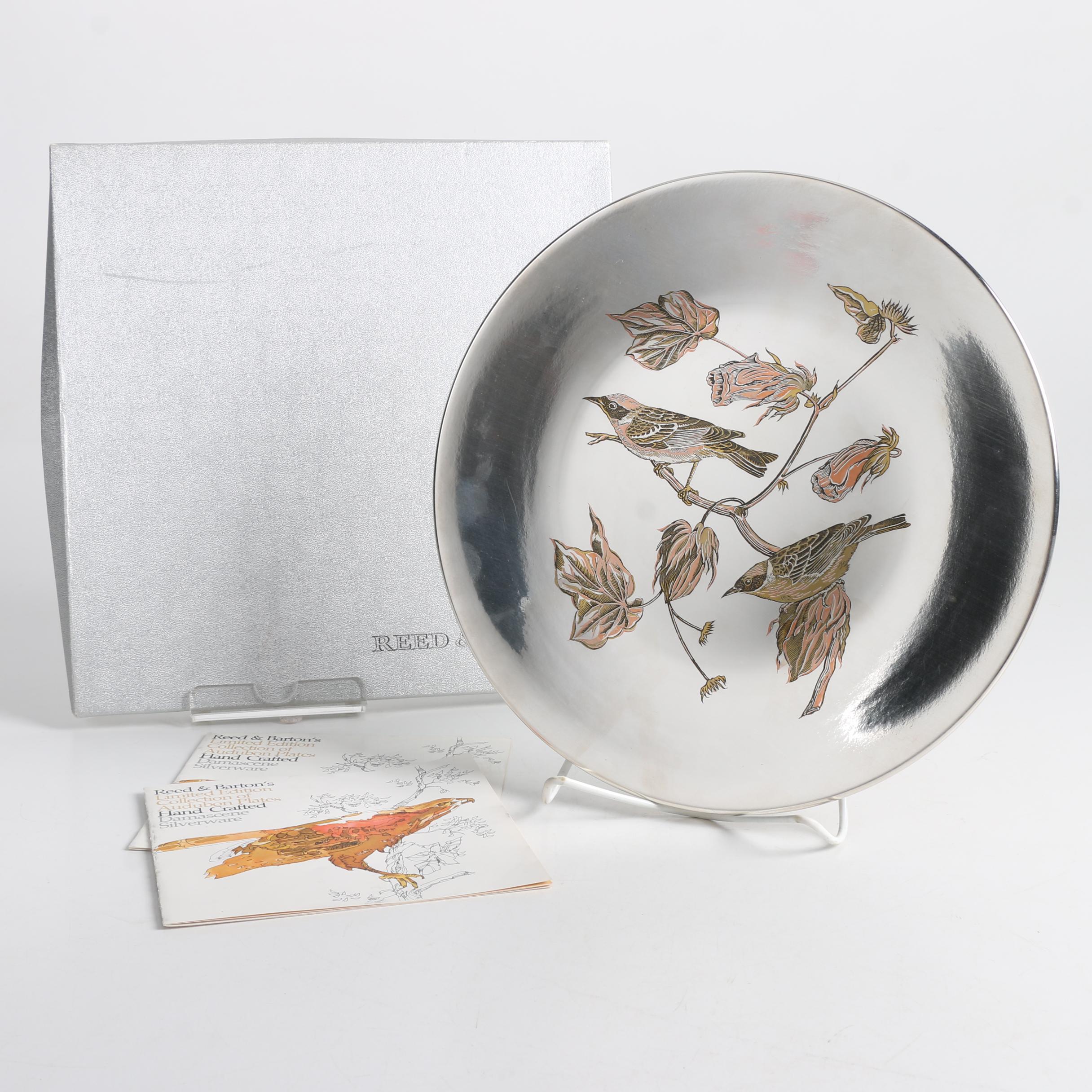 Reed & Barton Limited Edition "Audubon Birds" Silver Plate and Damascene Plate