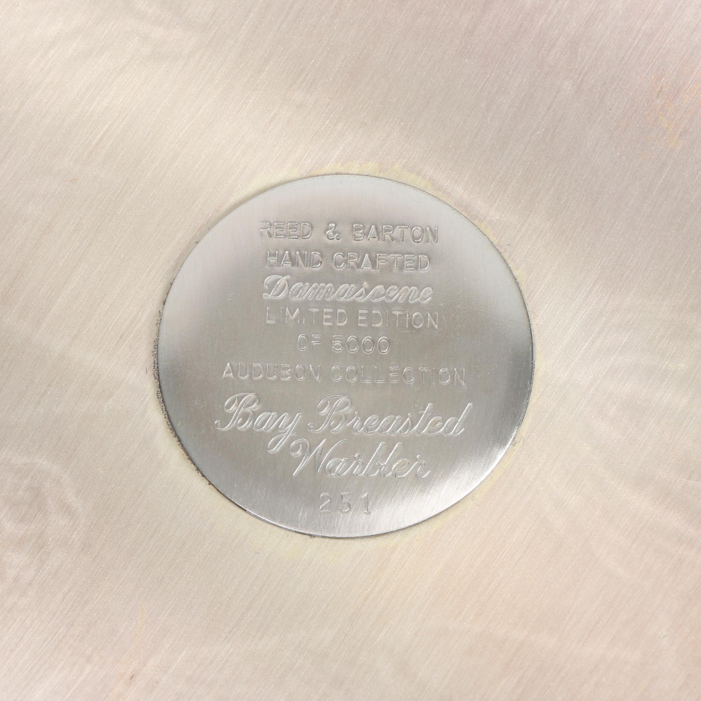 Reed & Barton Limited Edition "Audubon Birds" Silver Plate and Damascene Plate