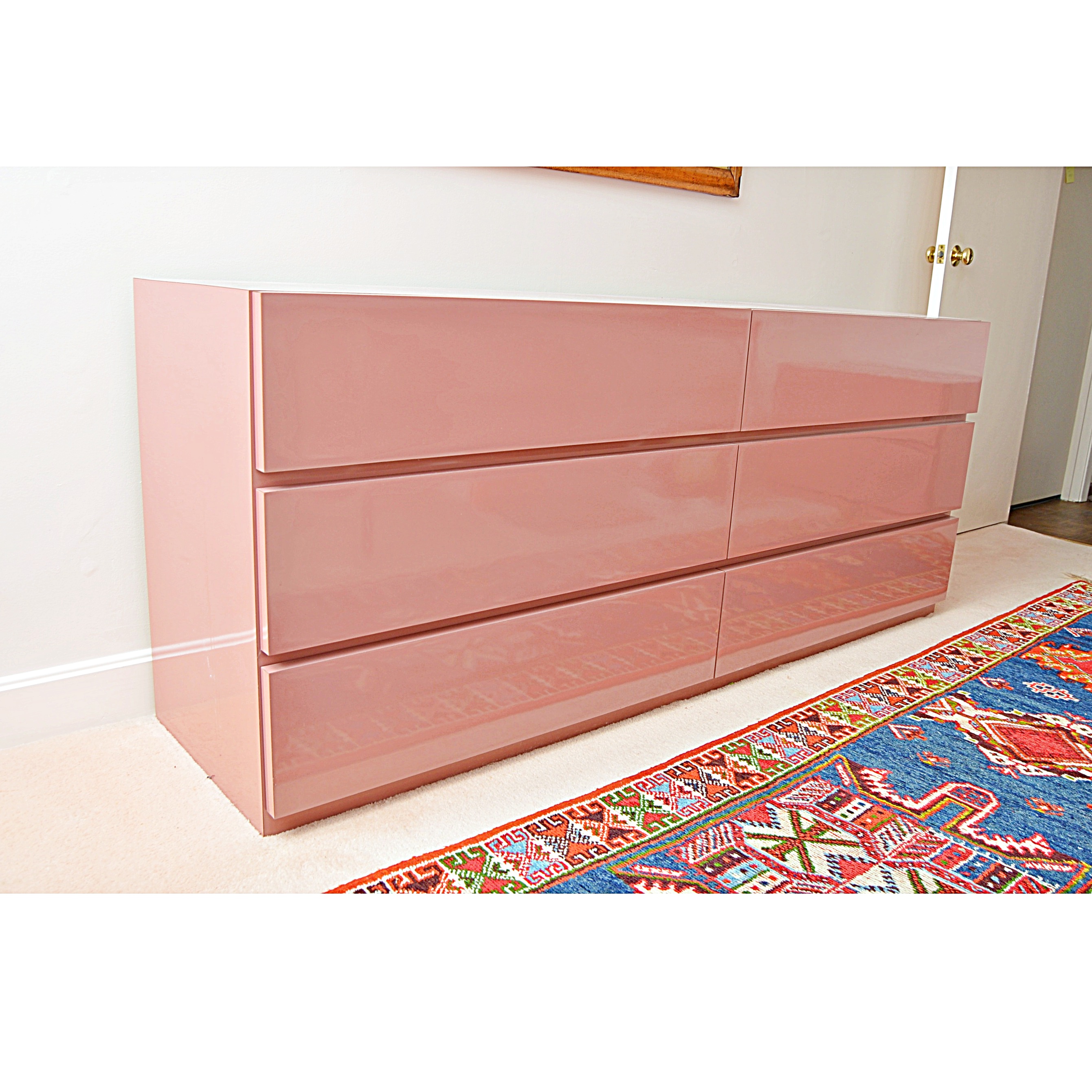 Retro Rose Pink Laminate Dresser