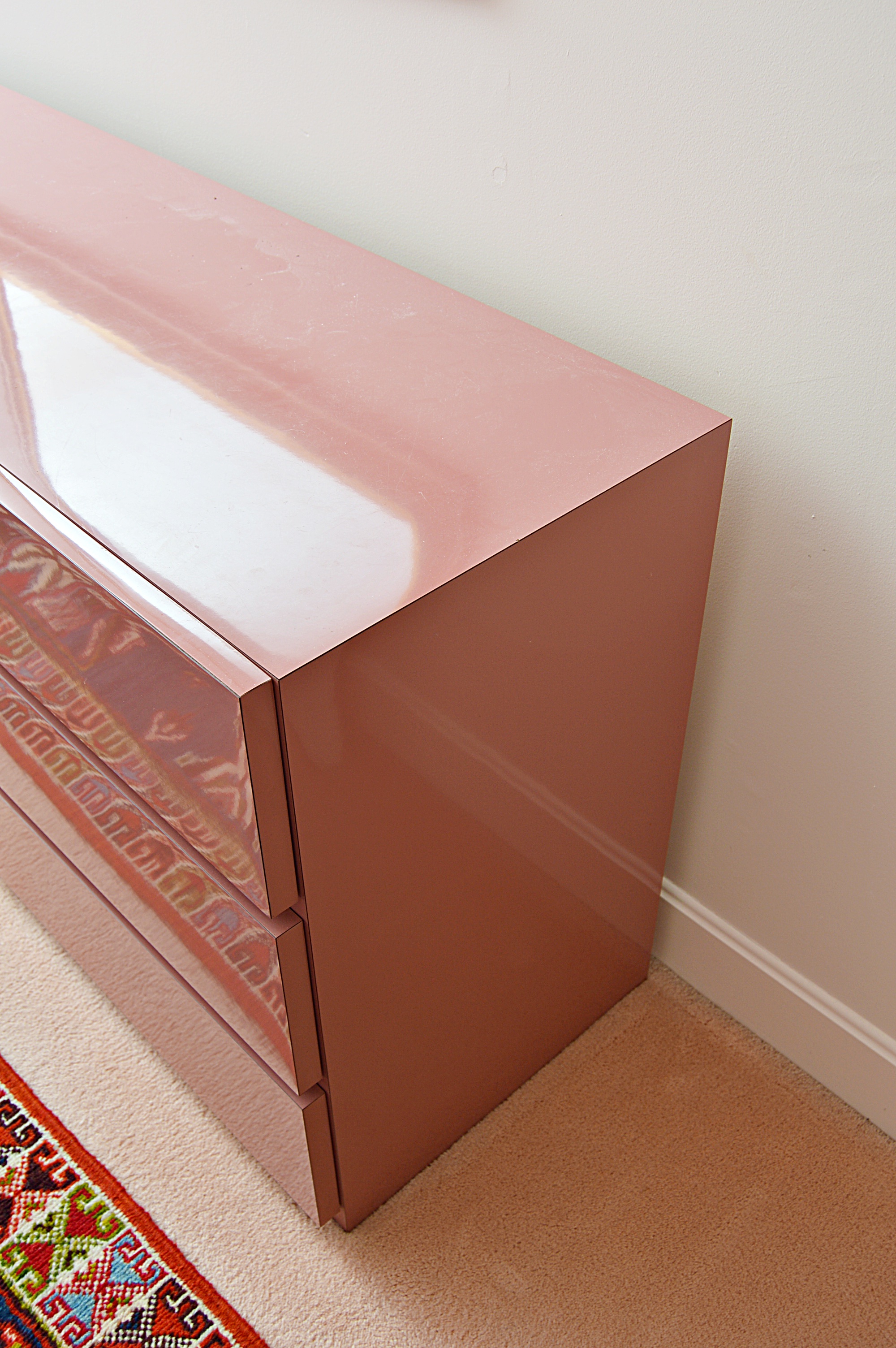 Retro Rose Pink Laminate Dresser