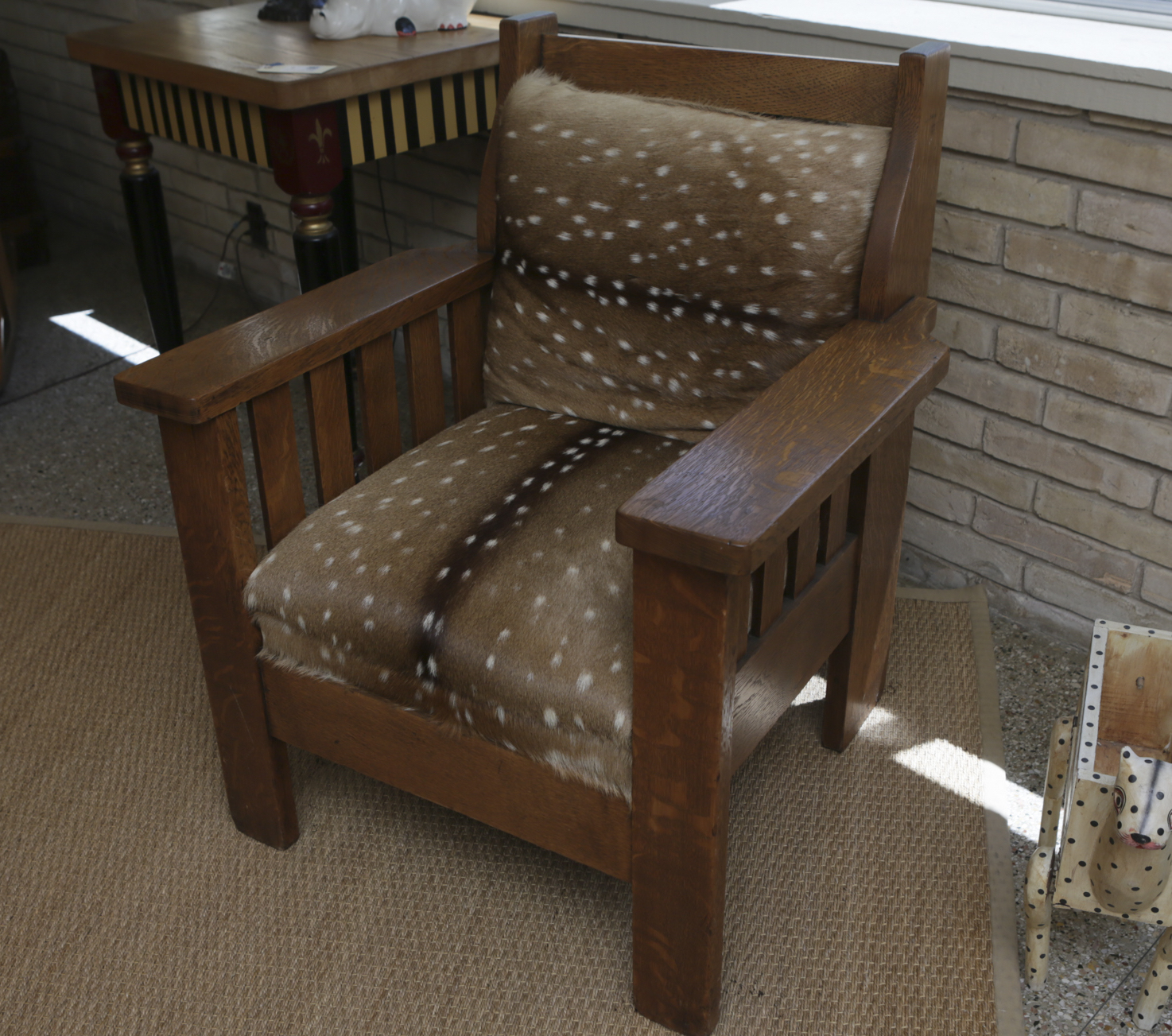Axis Deer Hide Mission Oak Chair