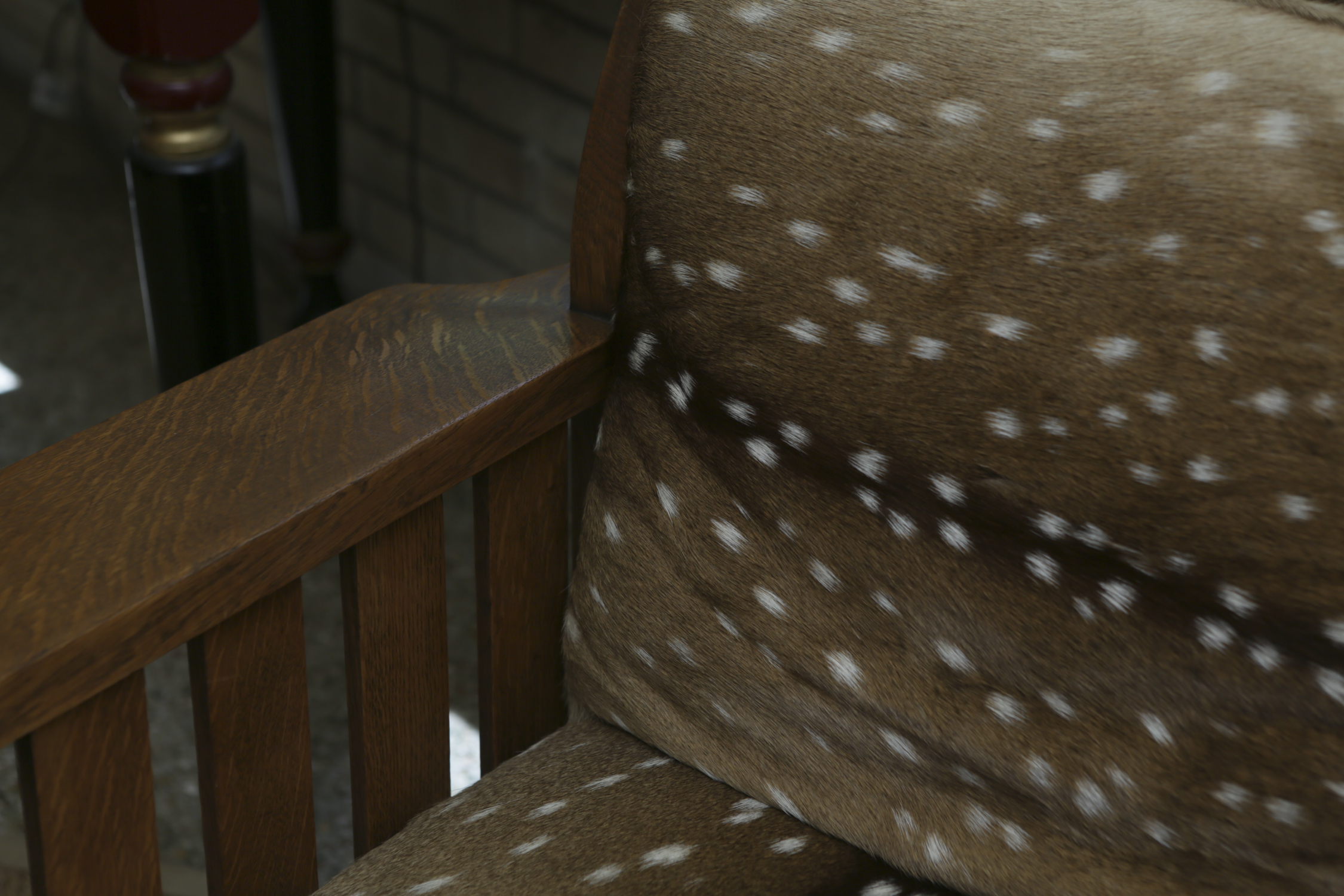 Axis Deer Hide Mission Oak Chair