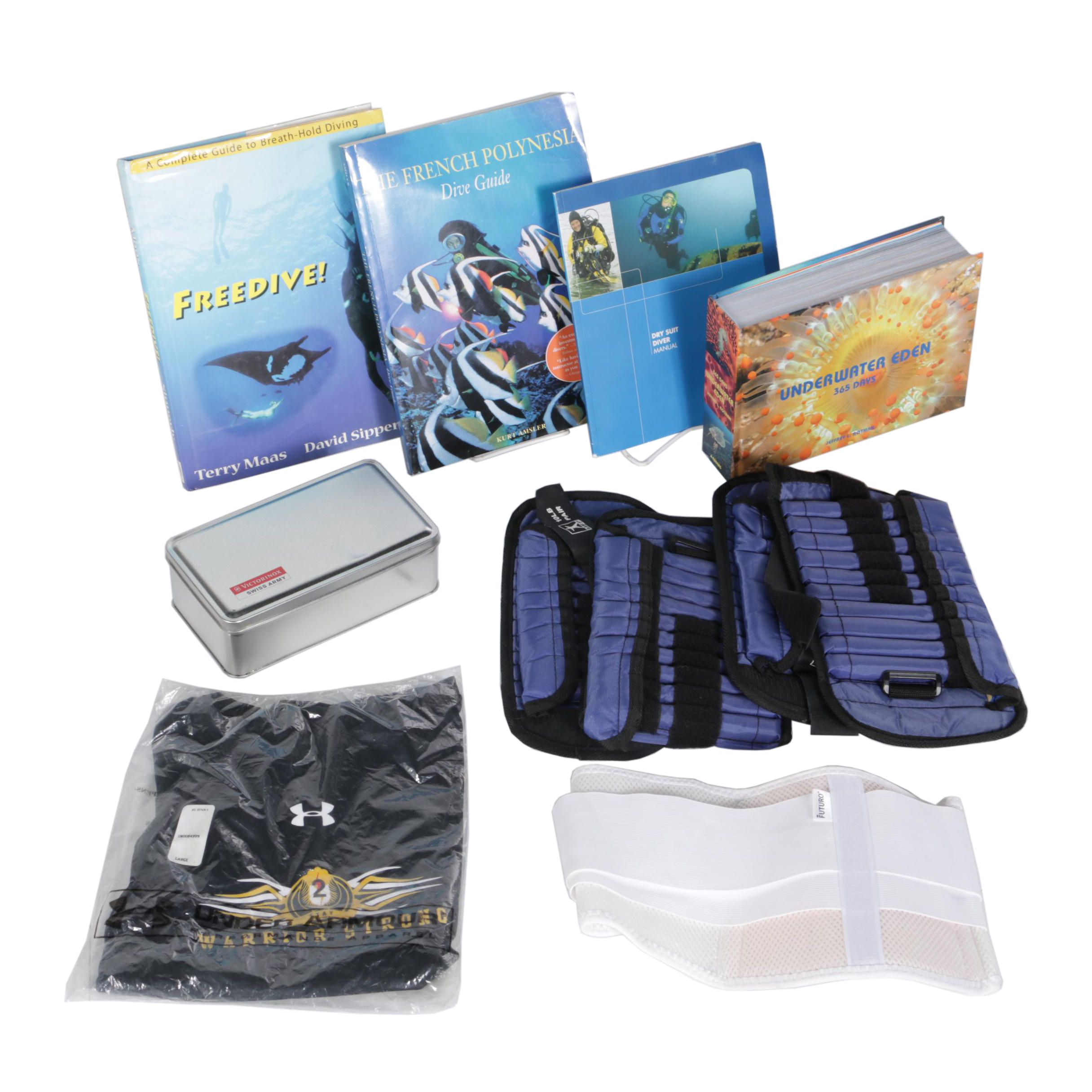 Free Diving and Scuba Diving Books with Weights and Accessories
