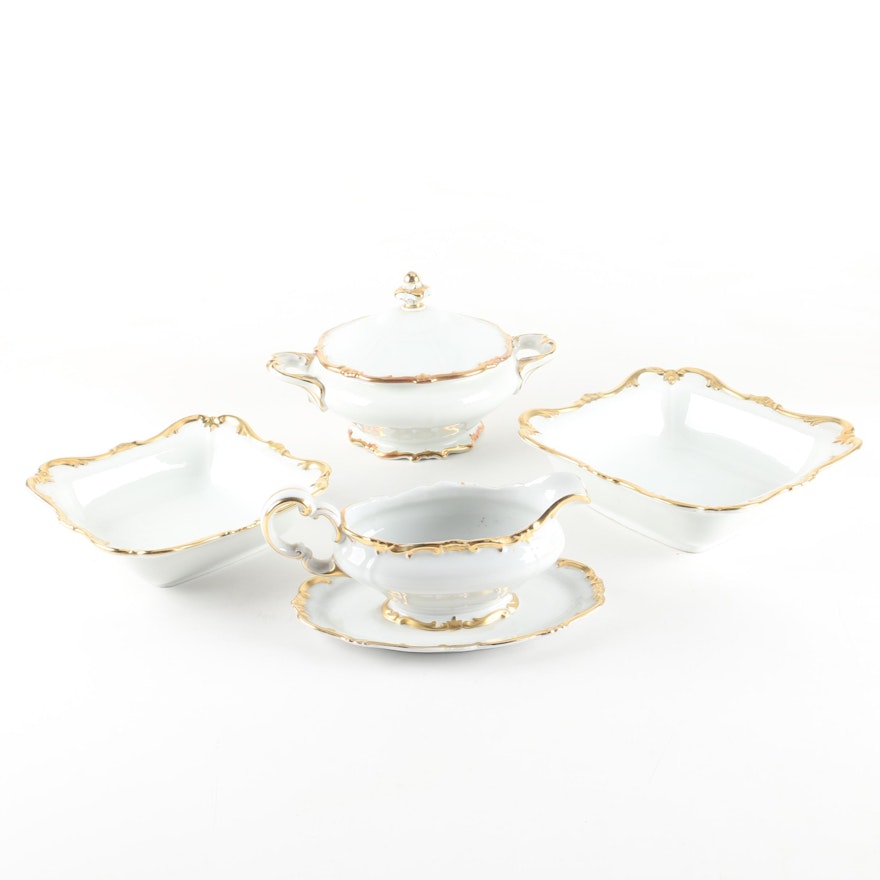Welmar Scalloped Gold Rim Serving Dishes