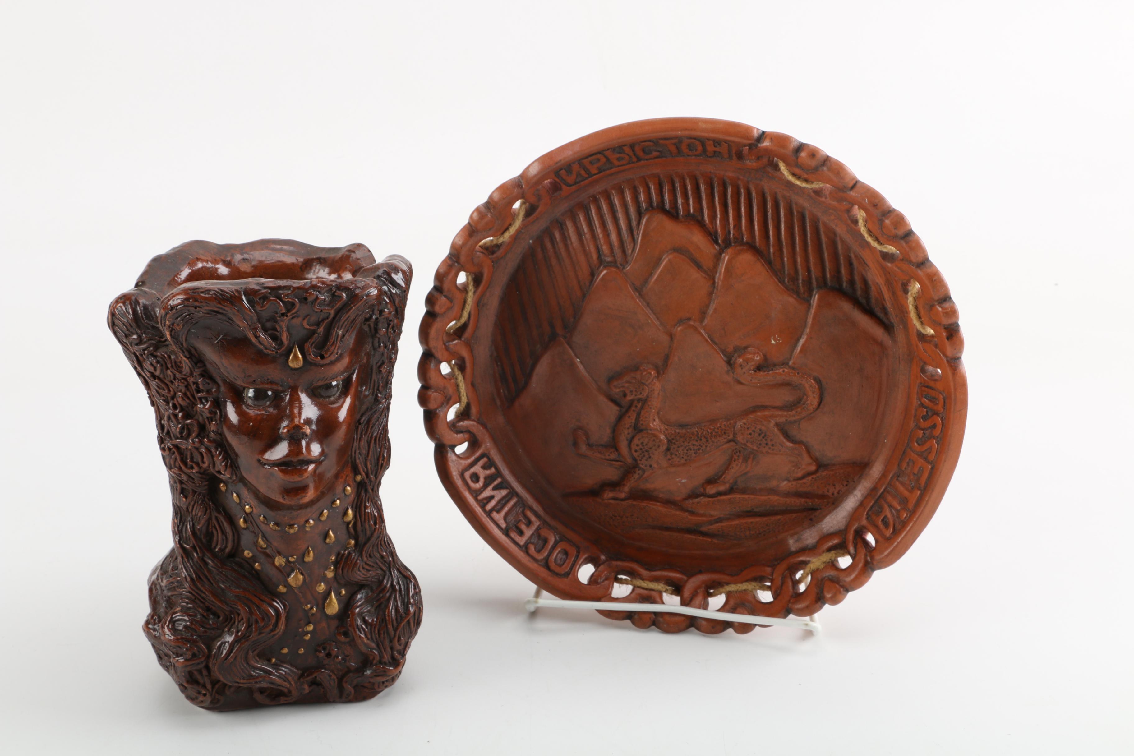 Vintage Ossetia Plate and Decor Assortment