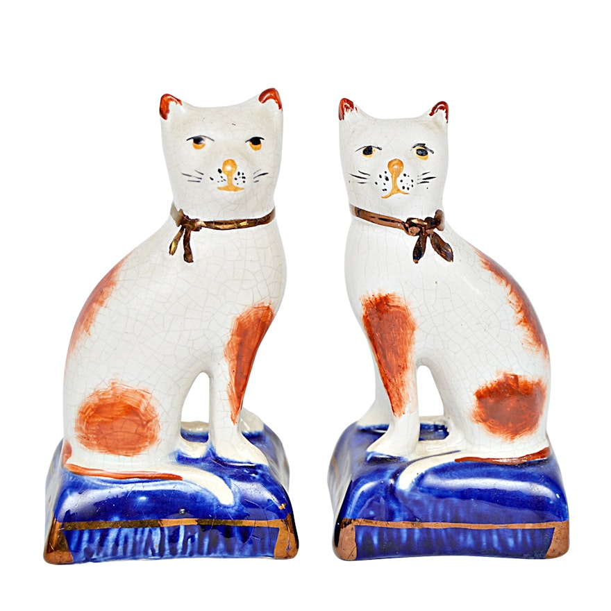 Vintage Staffordshire Style Cats