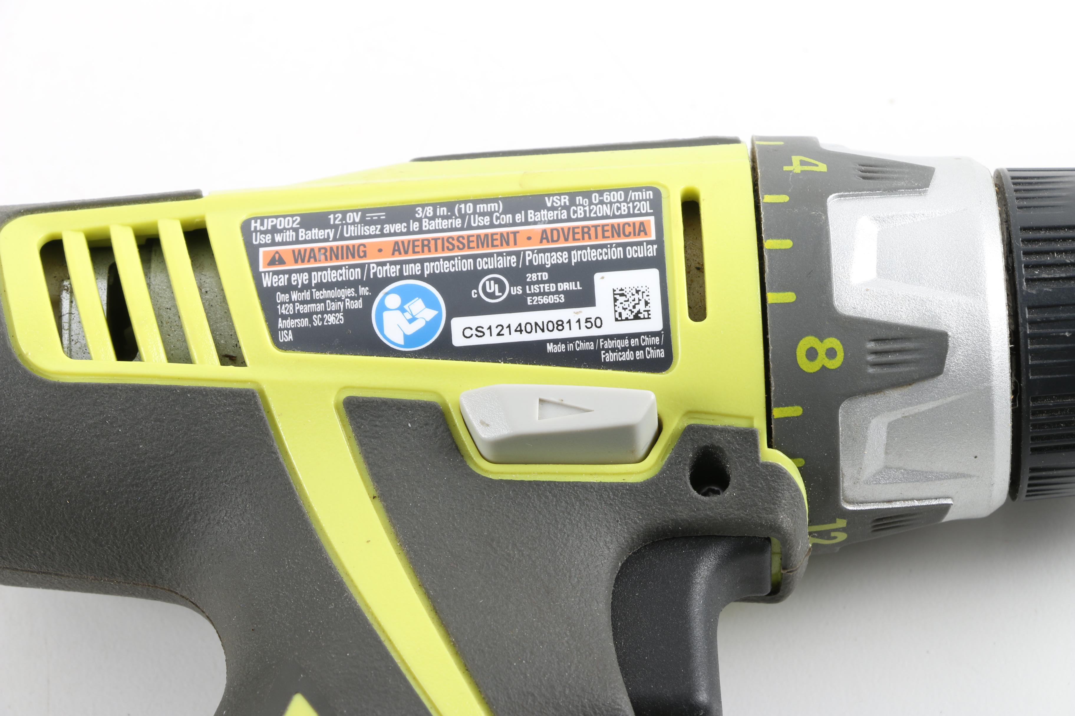 Ryobi Cordless Drill with Drill Bit Set and Bag
