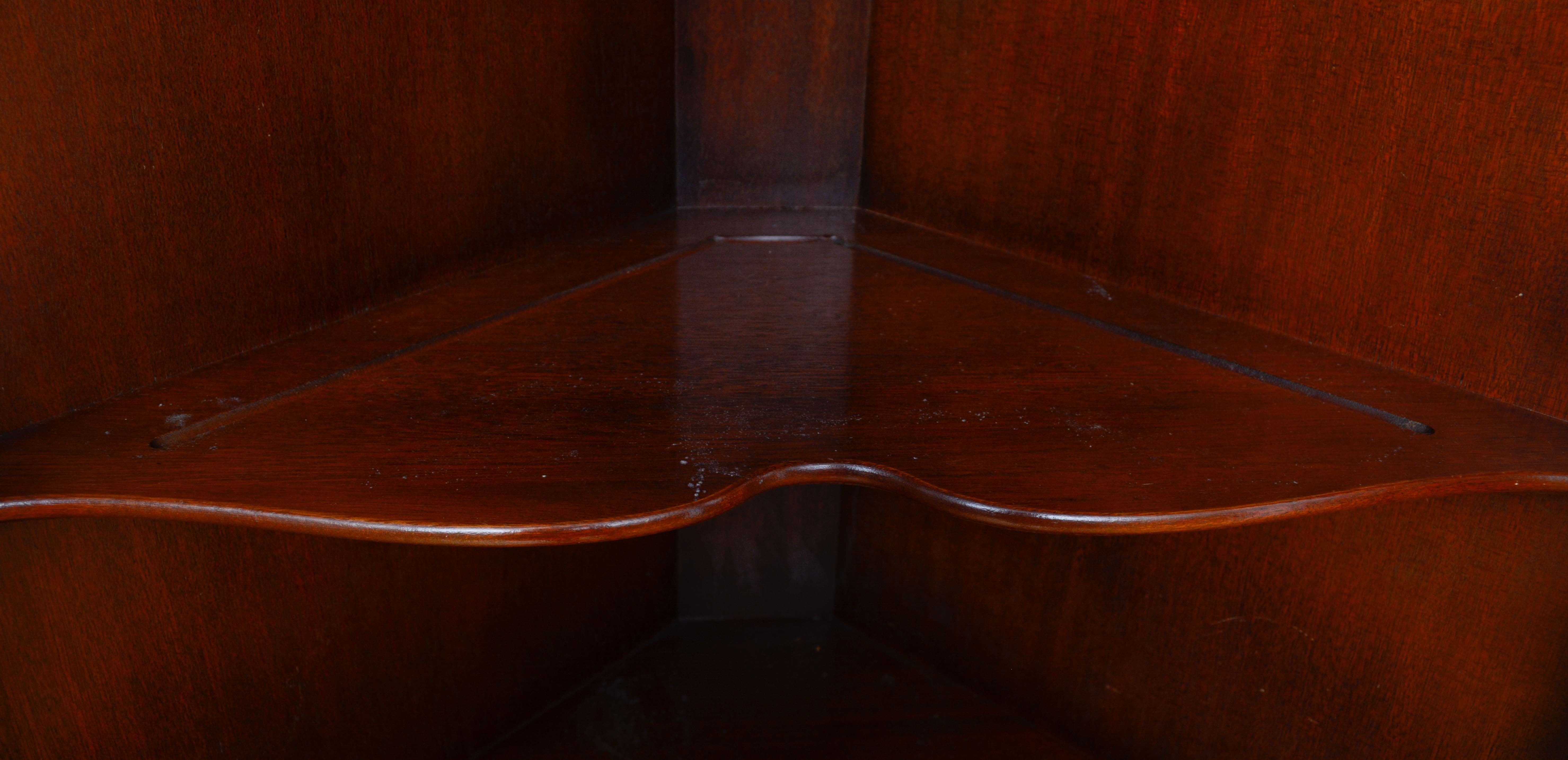 Vintage Federal Style Mahogany Corner China Cabinets by Finch Fine Furniture