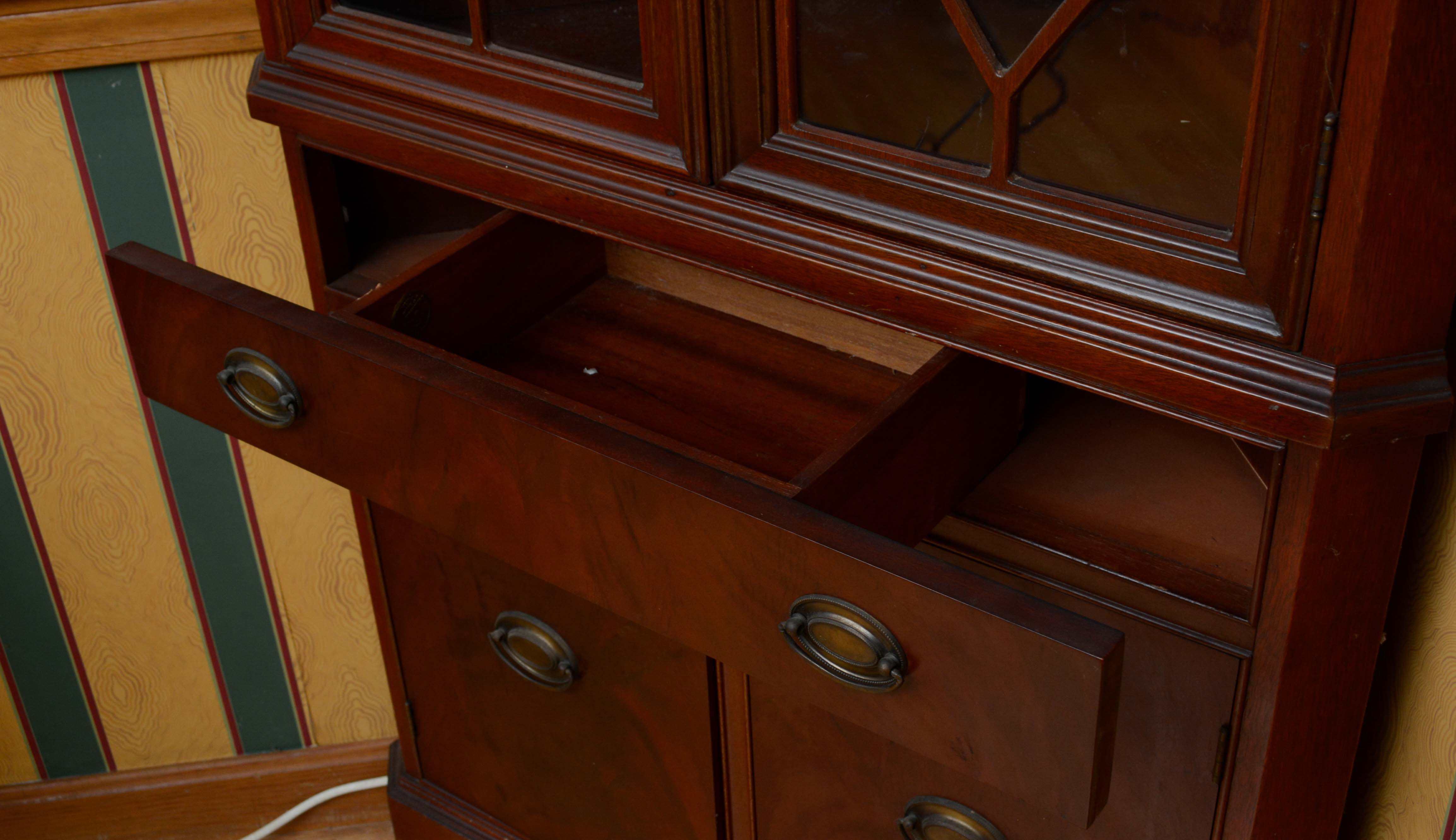 Vintage Federal Style Mahogany Corner China Cabinets by Finch Fine Furniture