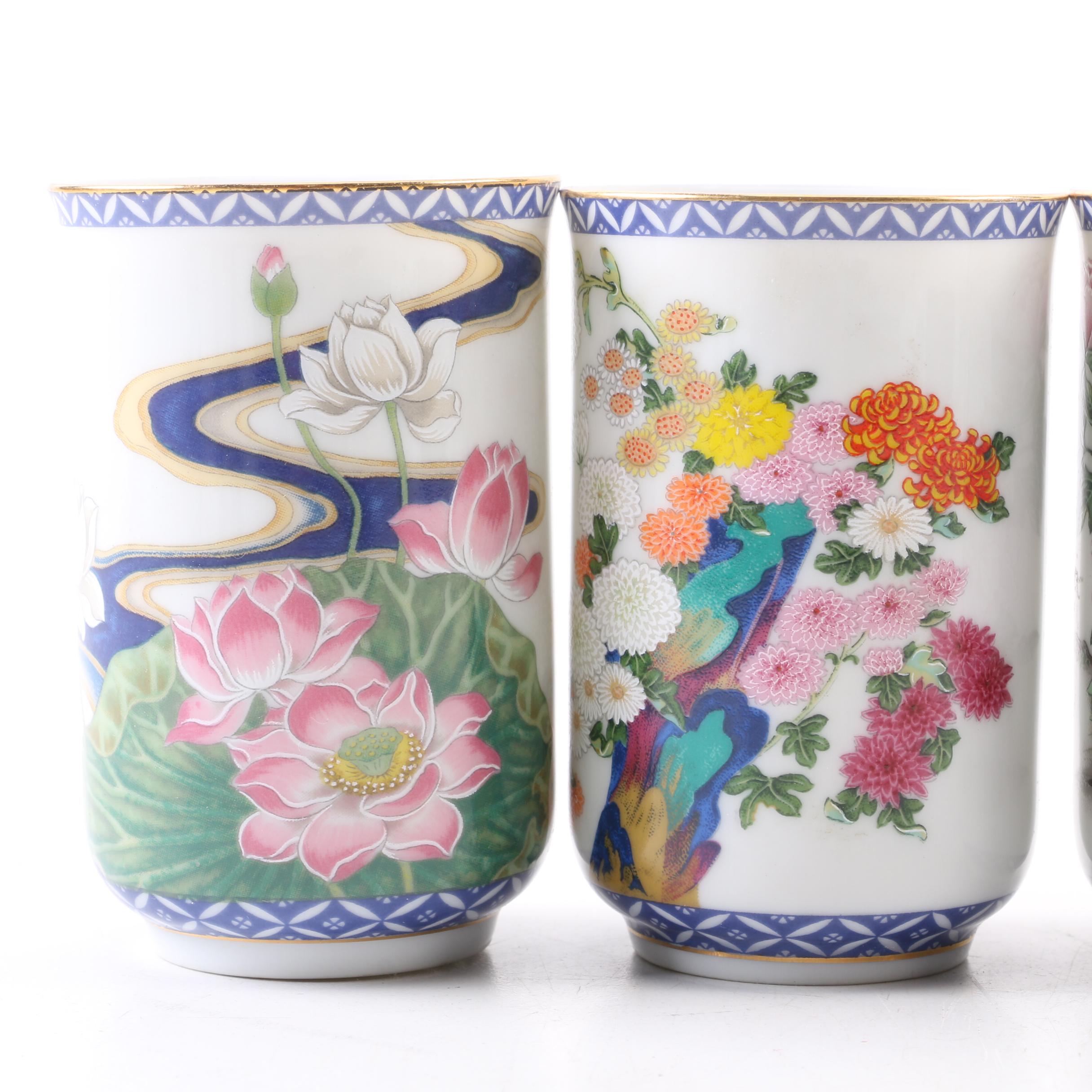 Set of Franklin Porcelain "Twelve Months of the Year" Collectible Tea Cups