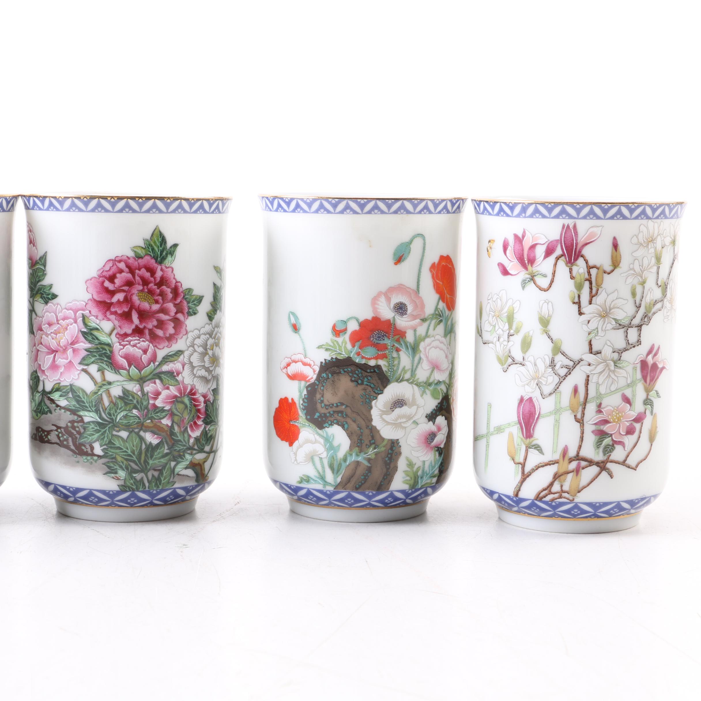 Set of Franklin Porcelain "Twelve Months of the Year" Collectible Tea Cups