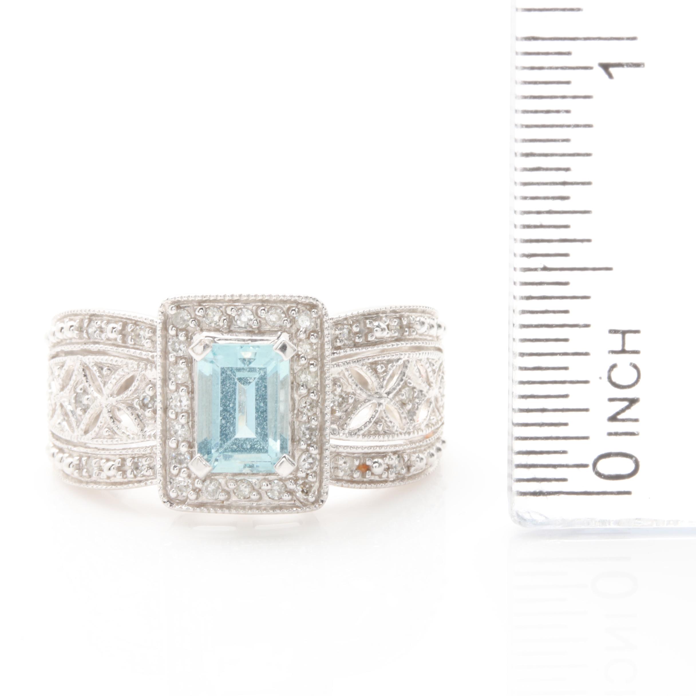 Alwand Vahan 14K White Gold Aquamarine and Diamond Ring
