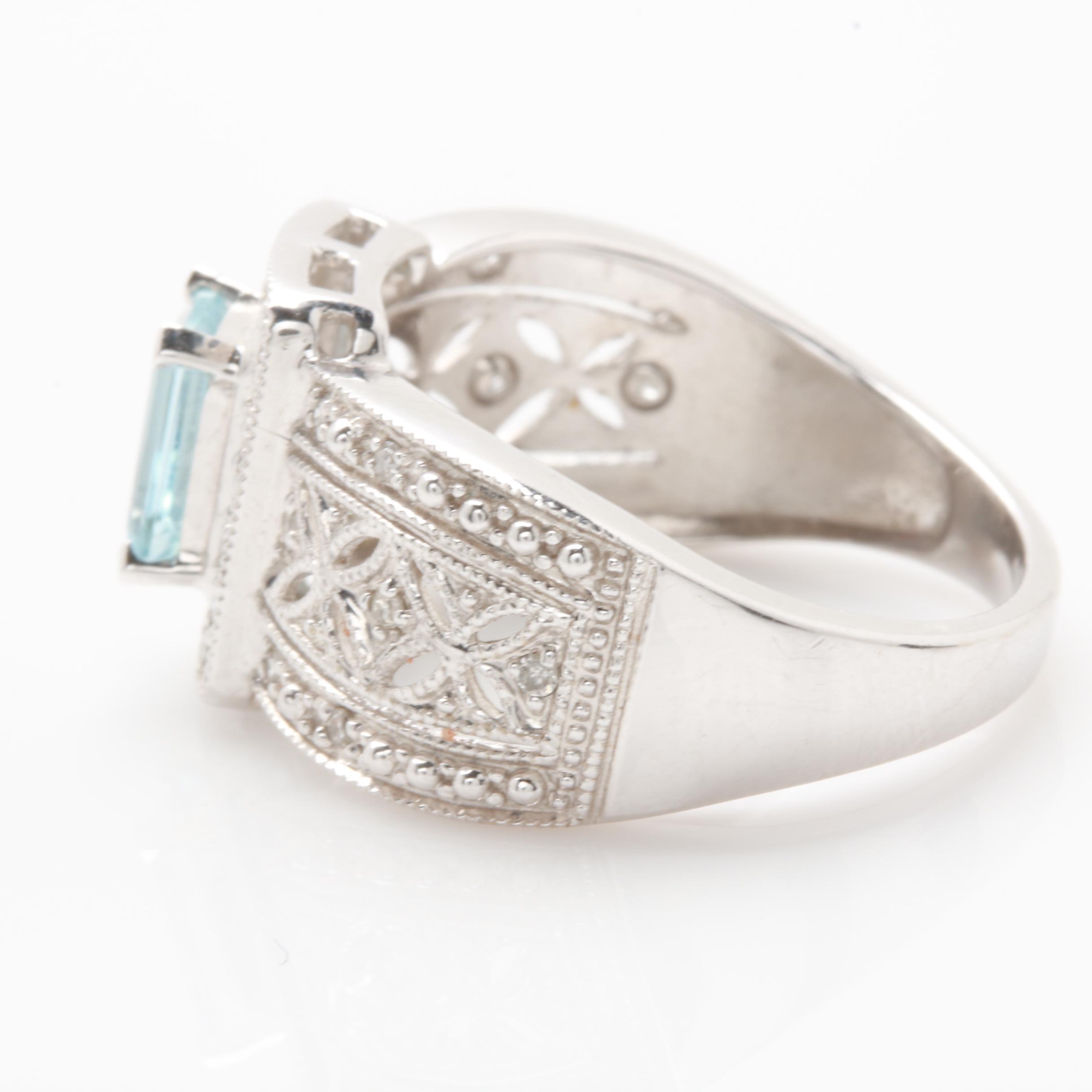 Alwand Vahan 14K White Gold Aquamarine and Diamond Ring