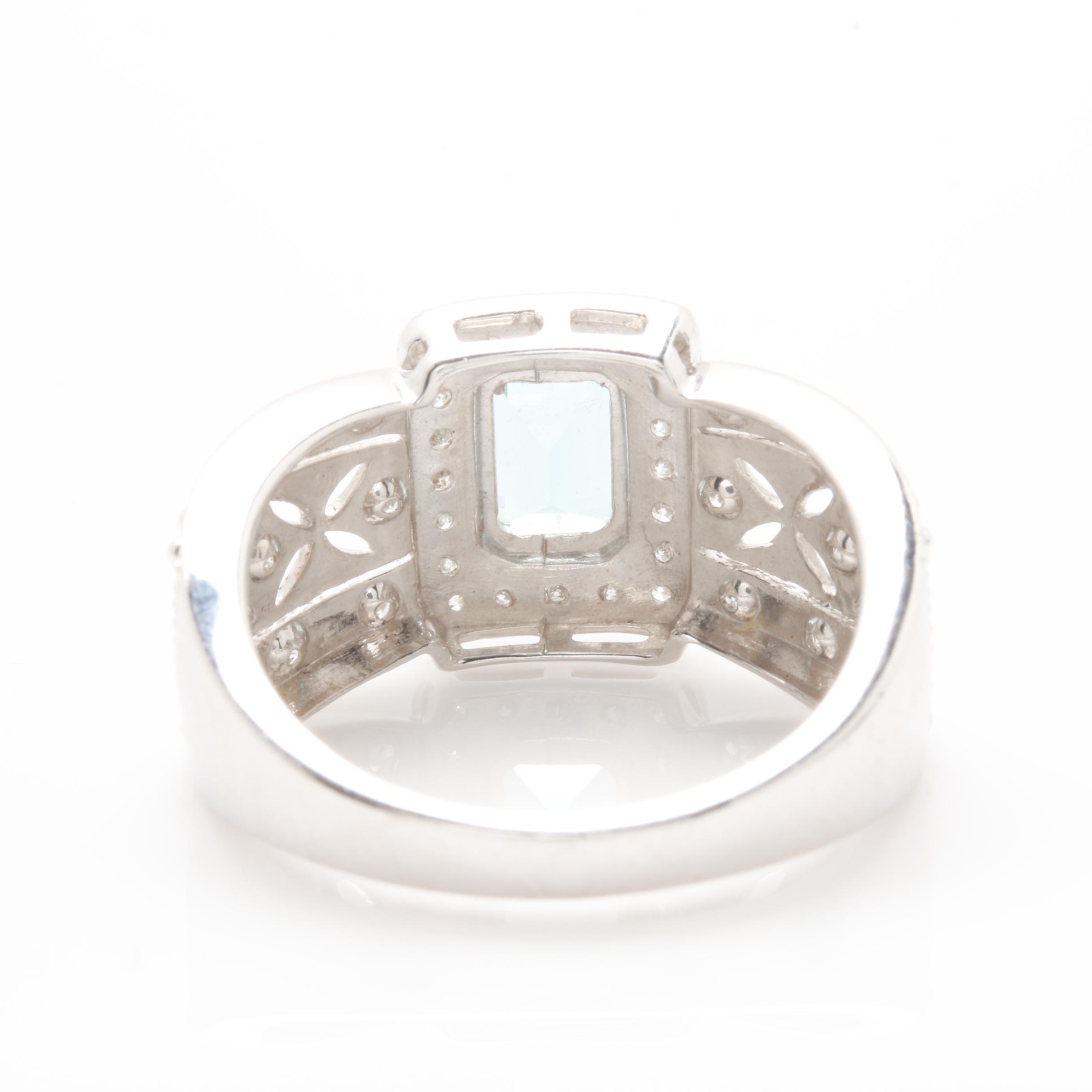 Alwand Vahan 14K White Gold Aquamarine and Diamond Ring