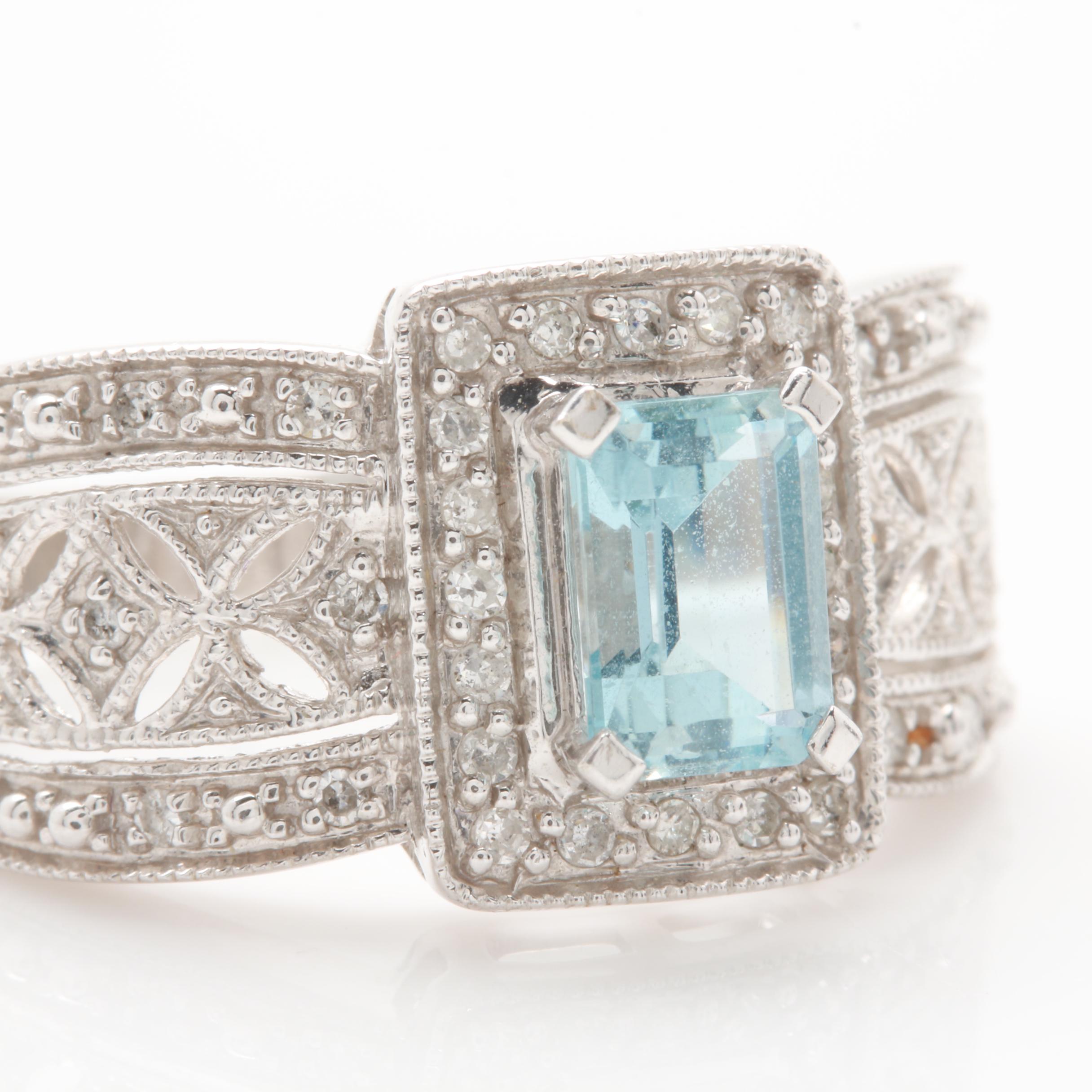Alwand Vahan 14K White Gold Aquamarine and Diamond Ring