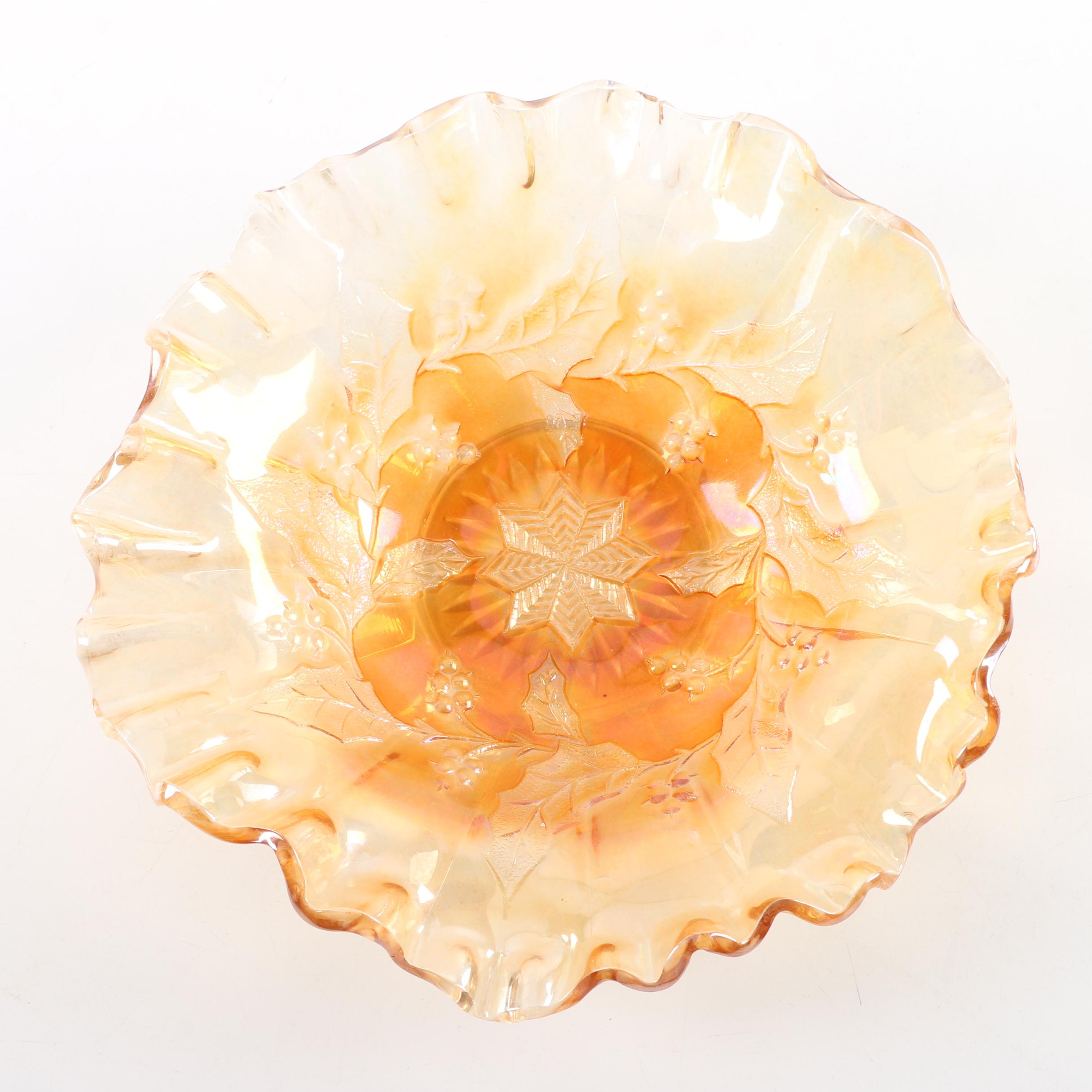 Fenton "Lions" Marigold Carnival Glass Bowl with Other Bowl