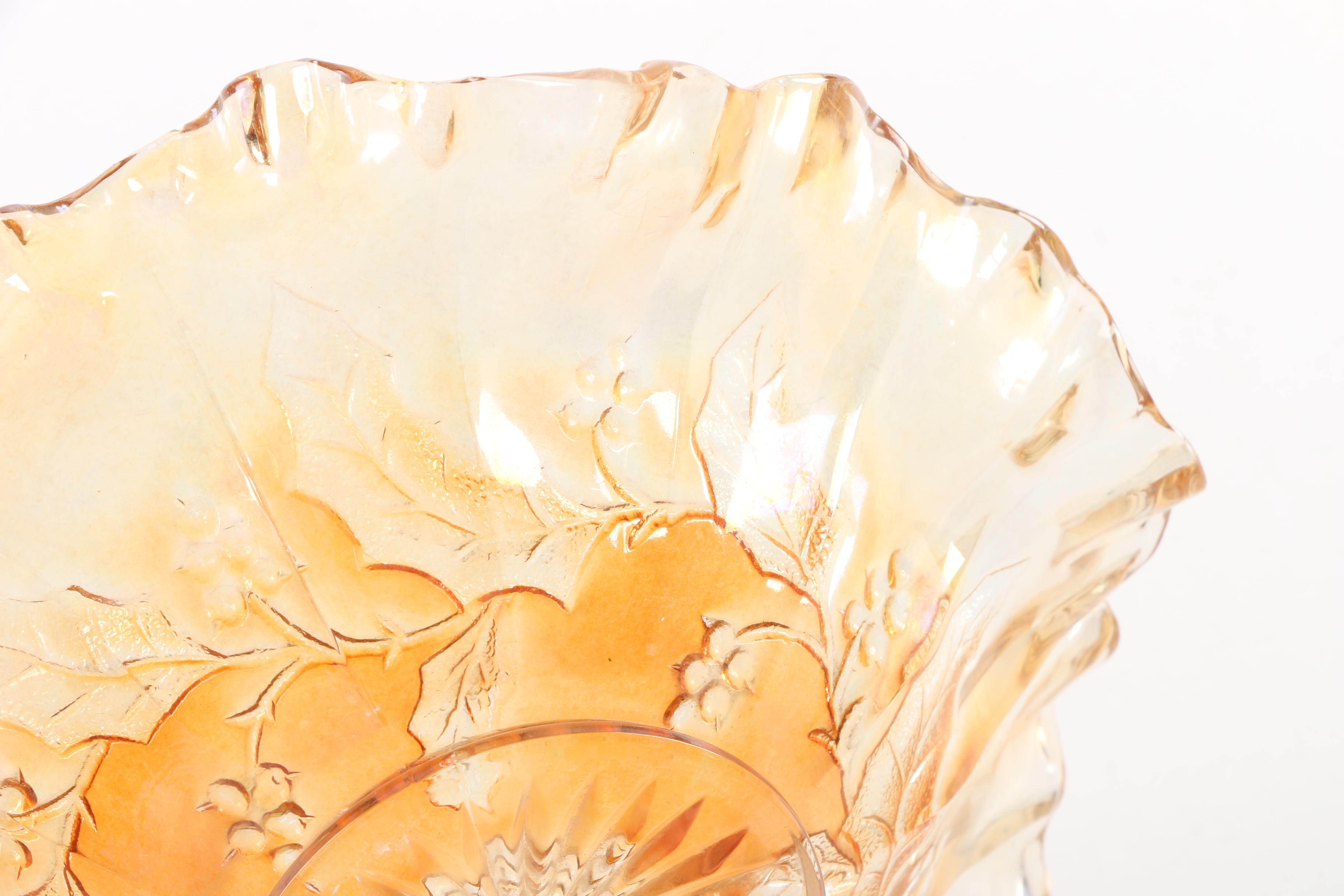 Fenton "Lions" Marigold Carnival Glass Bowl with Other Bowl