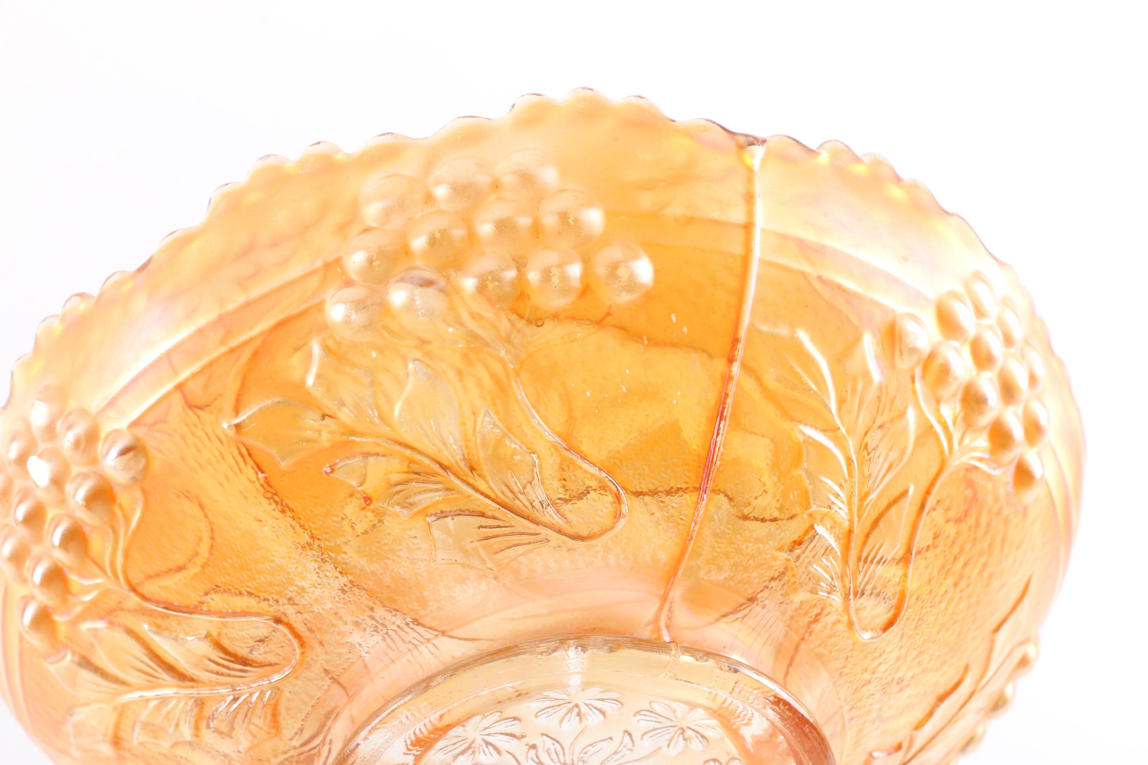 Fenton "Lions" Marigold Carnival Glass Bowl with Other Bowl