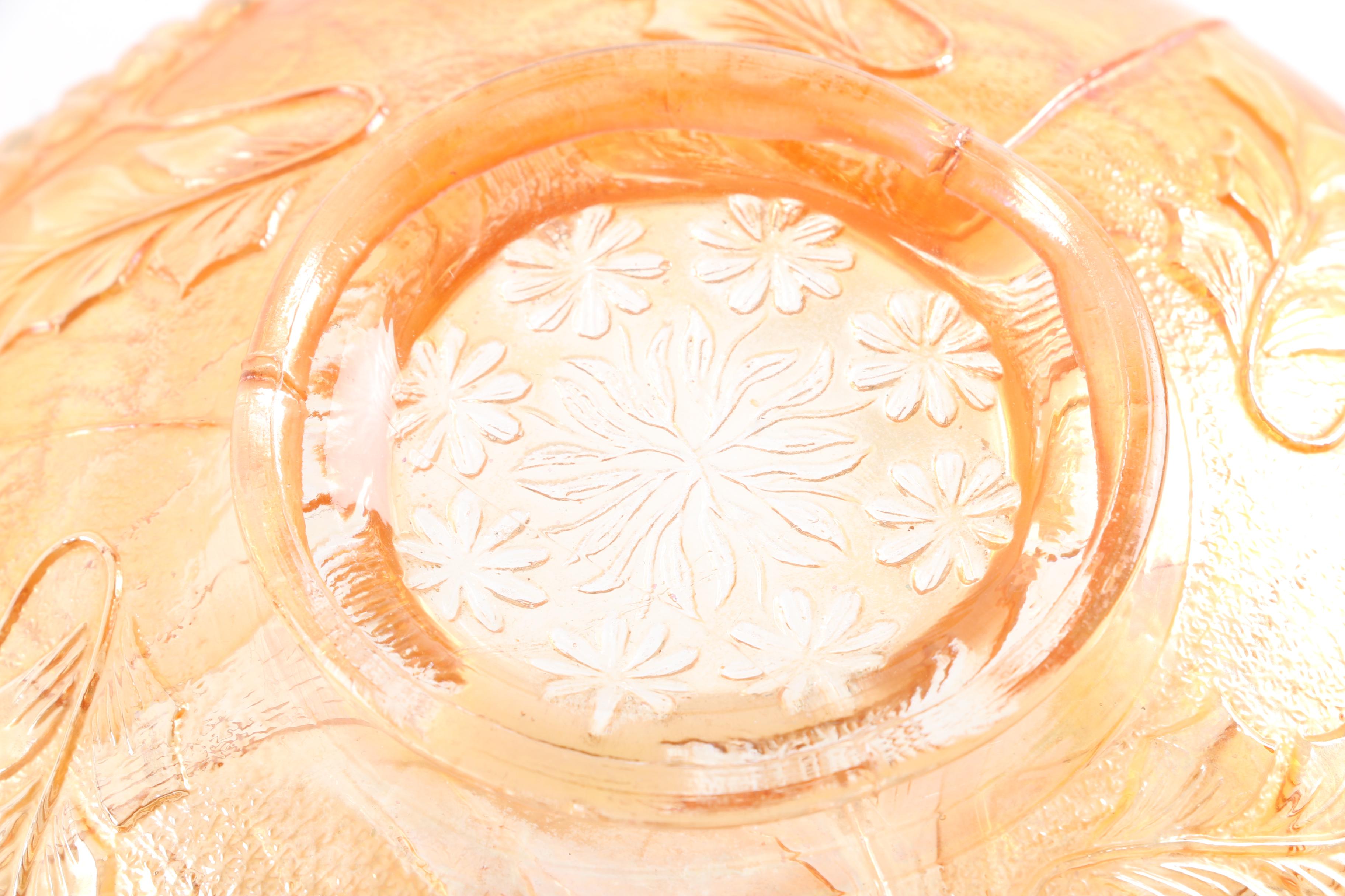 Fenton "Lions" Marigold Carnival Glass Bowl with Other Bowl