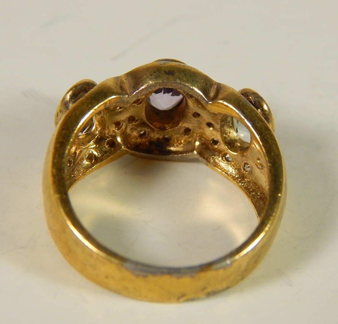 Four Sterling Silver Gold-Tone Rings with Stones