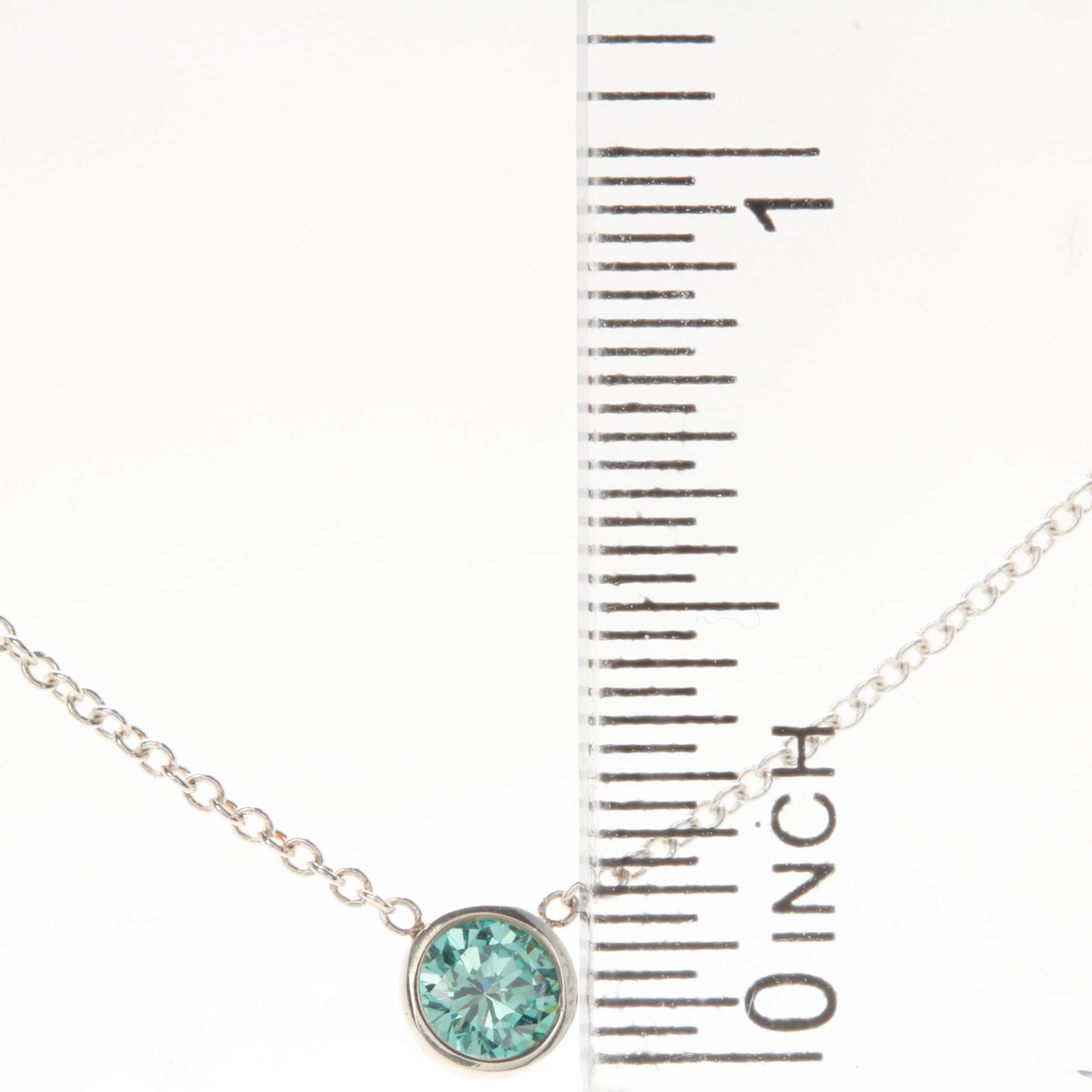Sterling Silver Blue Diamond Pendant Necklace