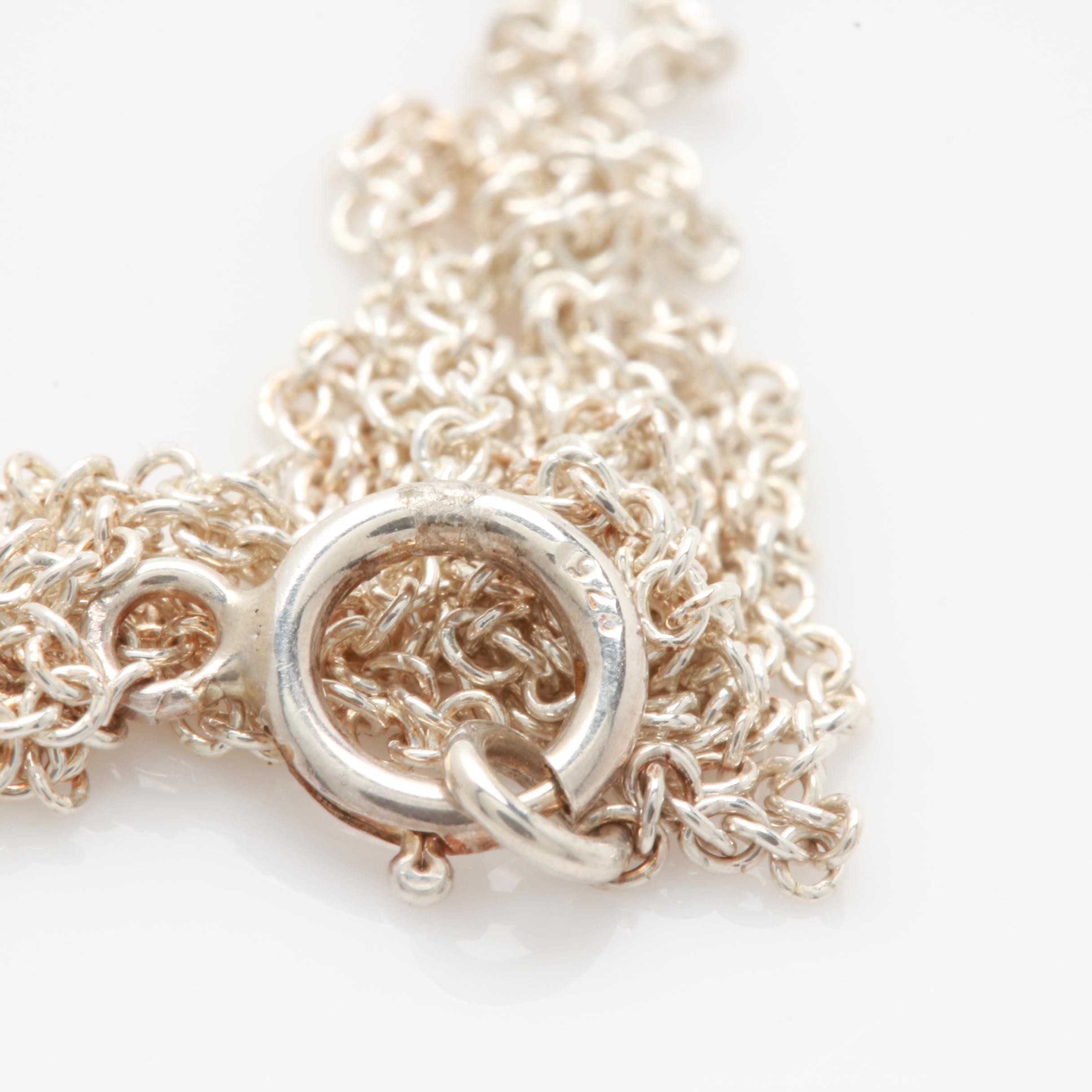 Sterling Silver Blue Diamond Pendant Necklace