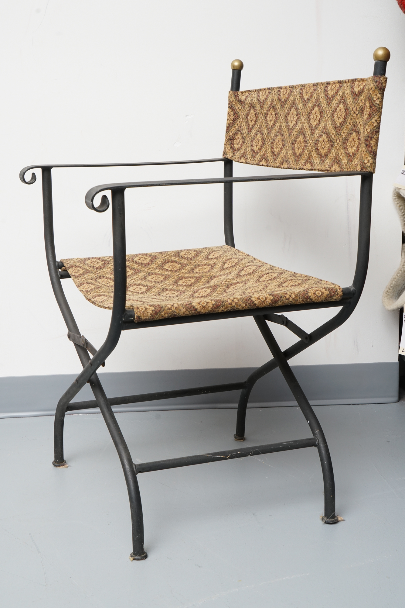 Set of Metal Savonarola Style Fold Up Chairs