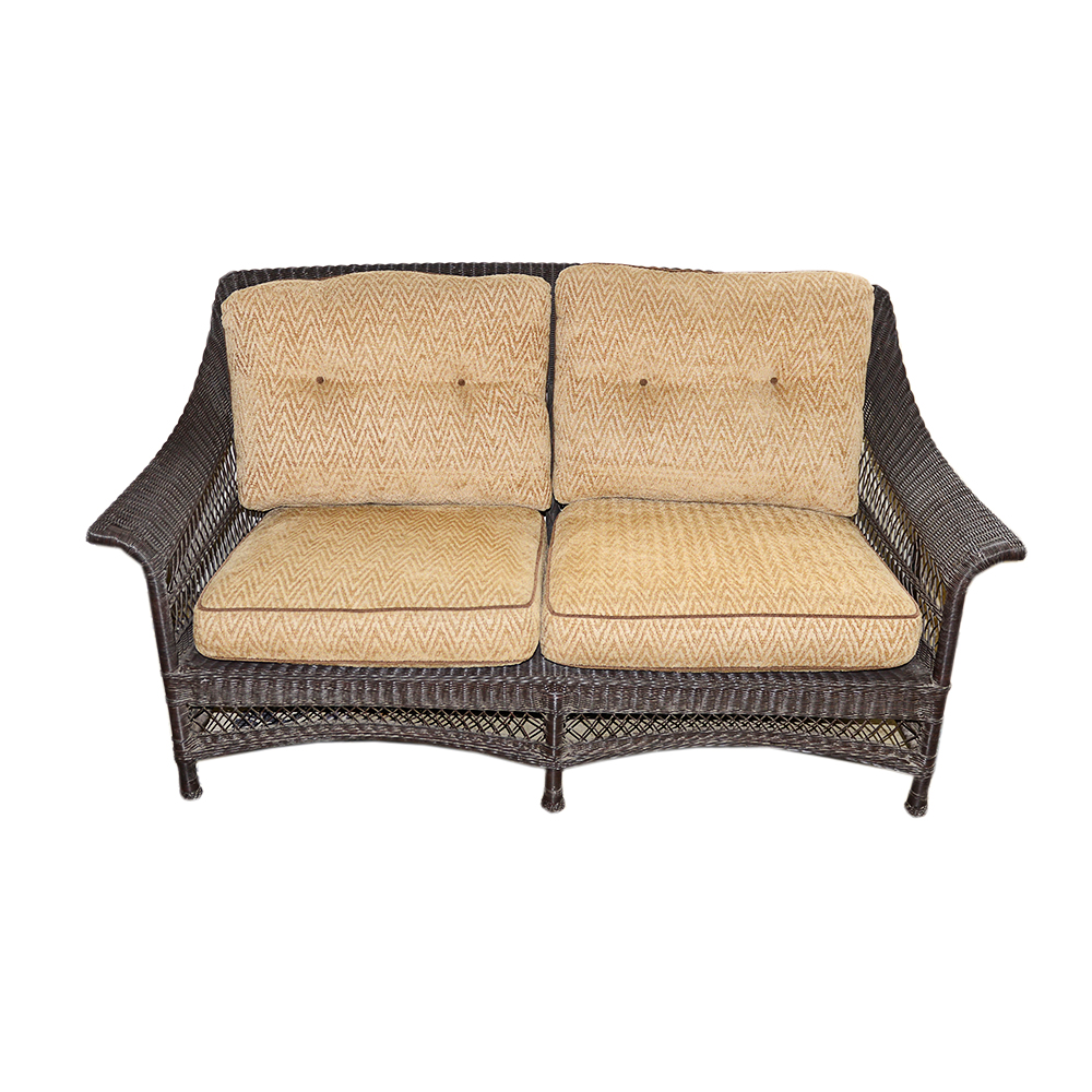 Dark Wicker Loveseat by Brown Jordan