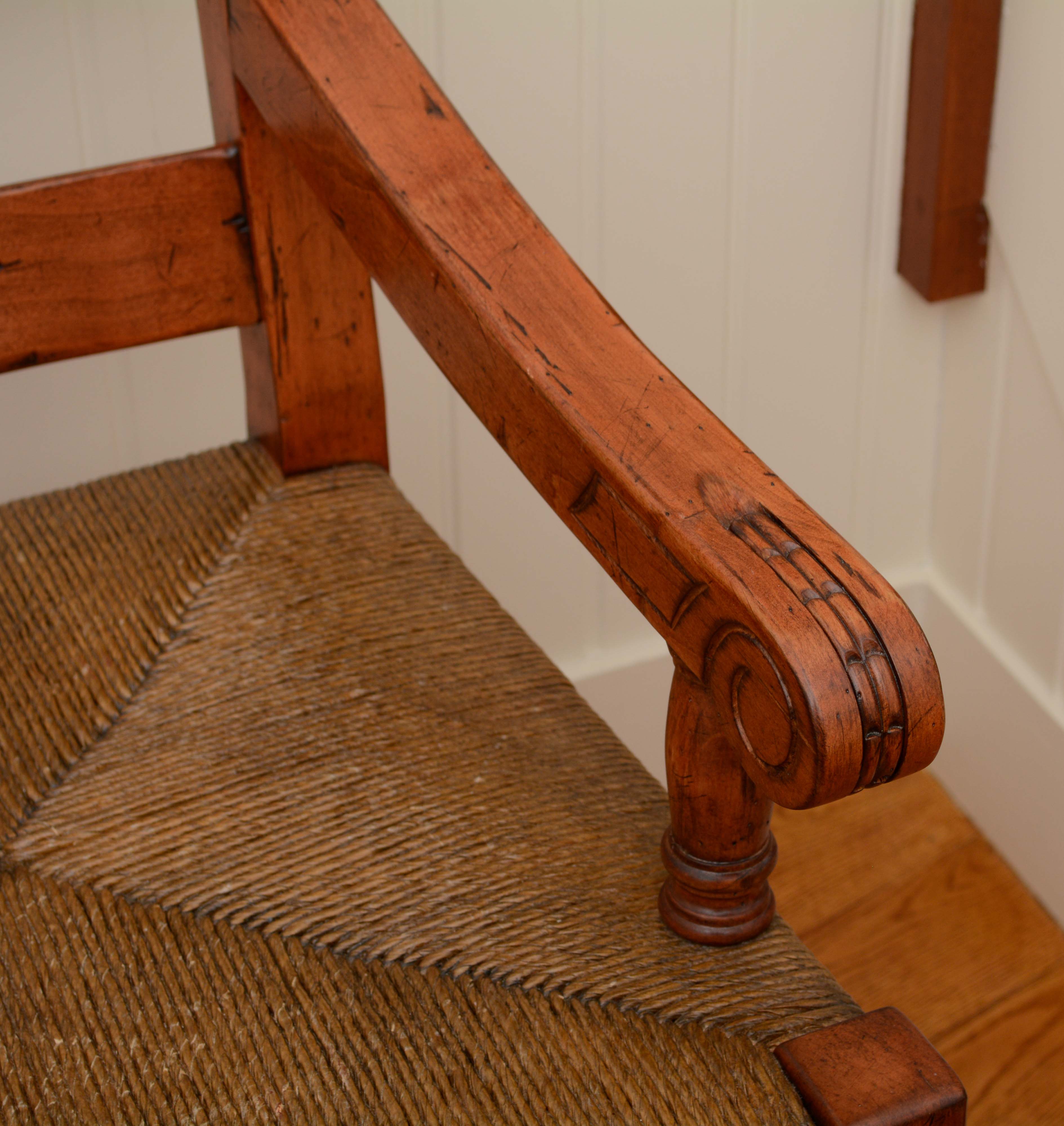 Double Ladder Back Rush Seat Bench