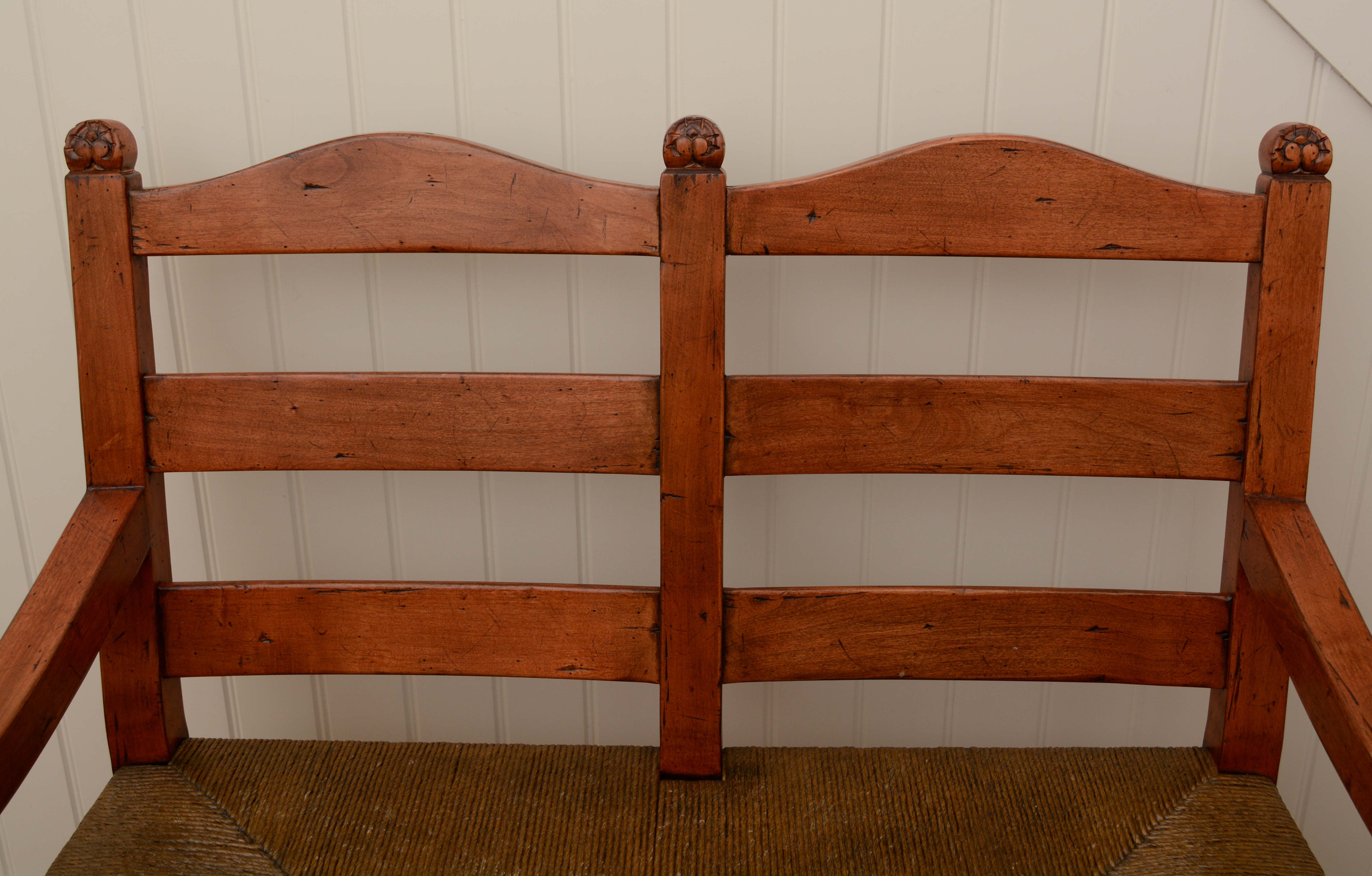 Double Ladder Back Rush Seat Bench