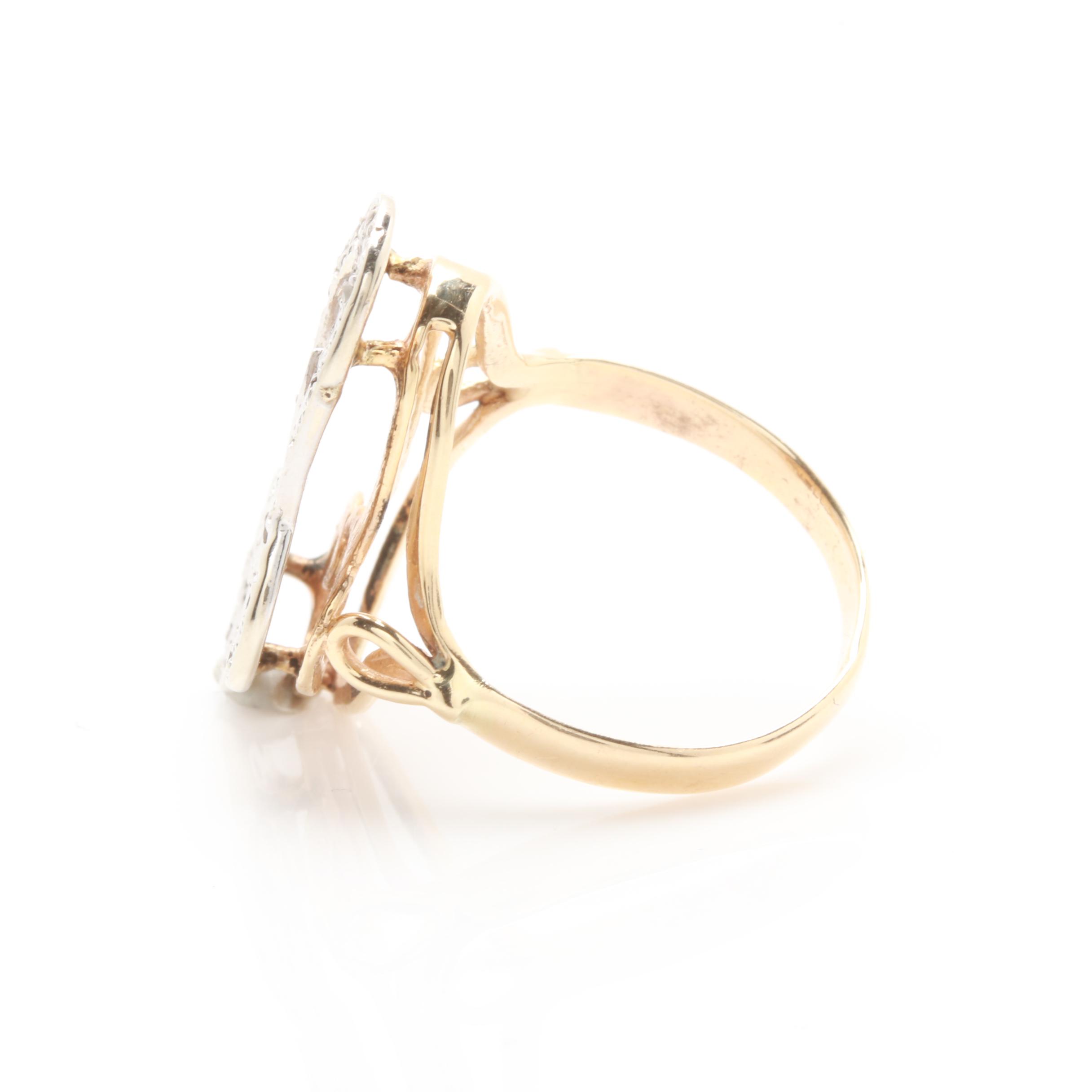 14K Two-Tone Gold Diamond Initial Ring