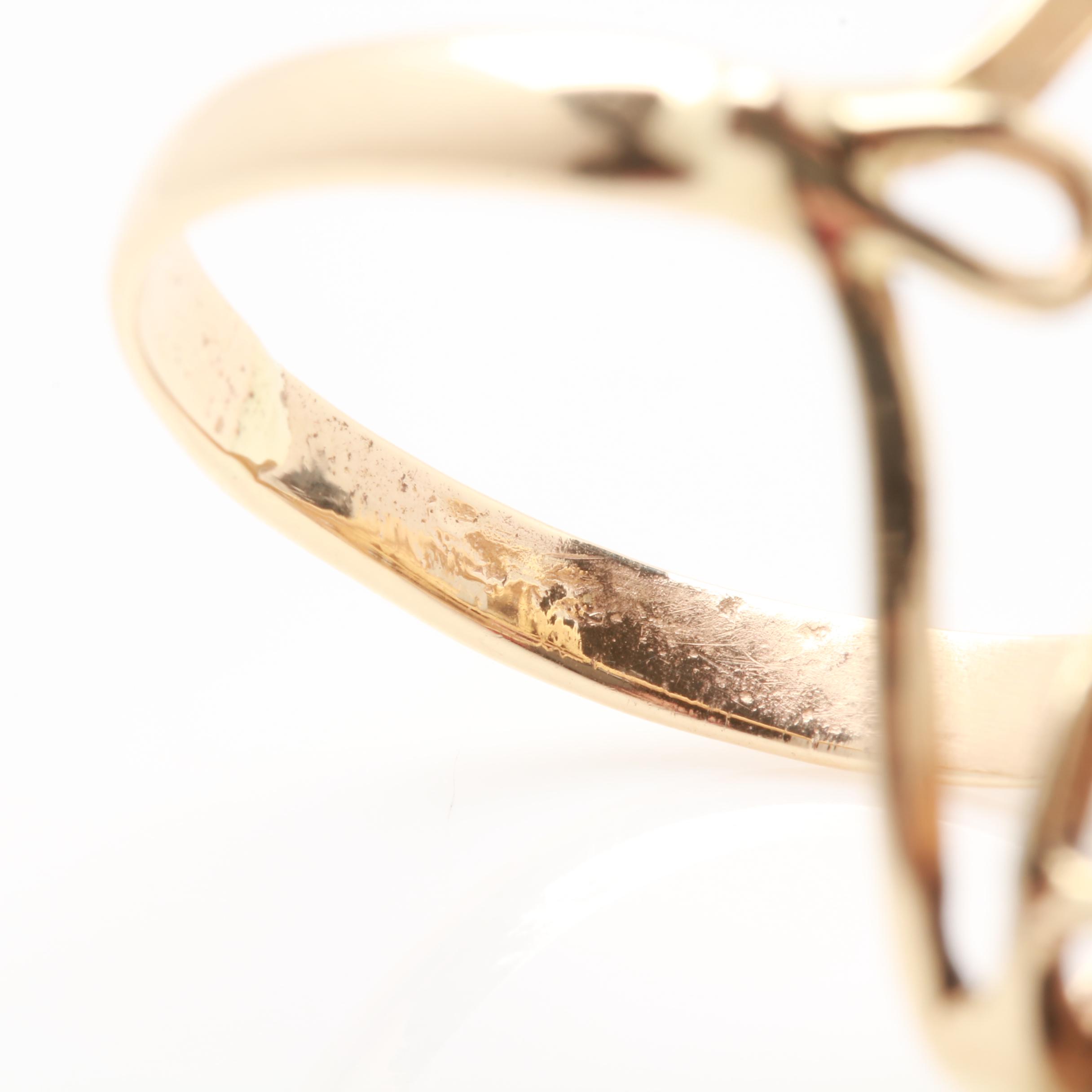 14K Two-Tone Gold Diamond Initial Ring