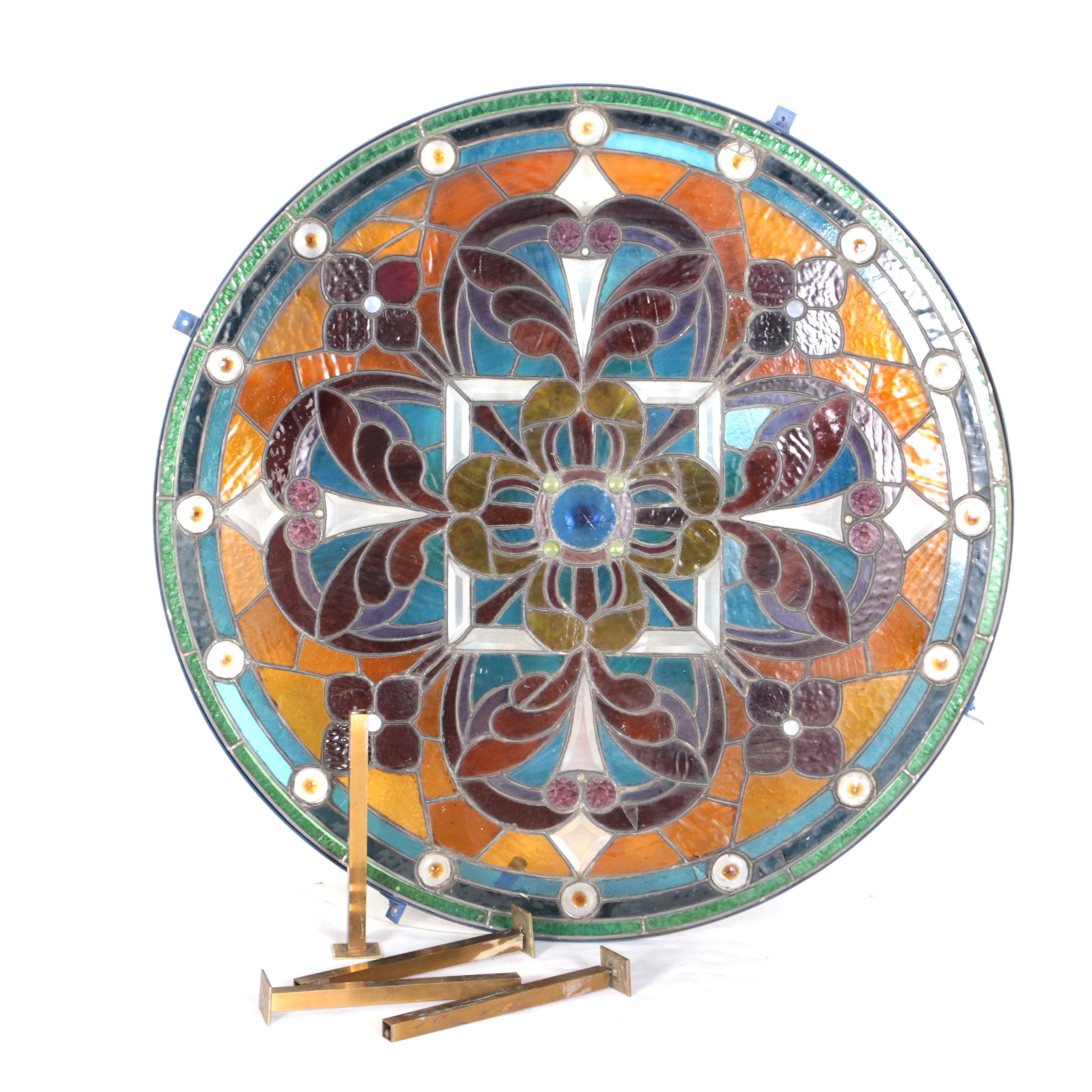Converted Stained Glass Panel Table