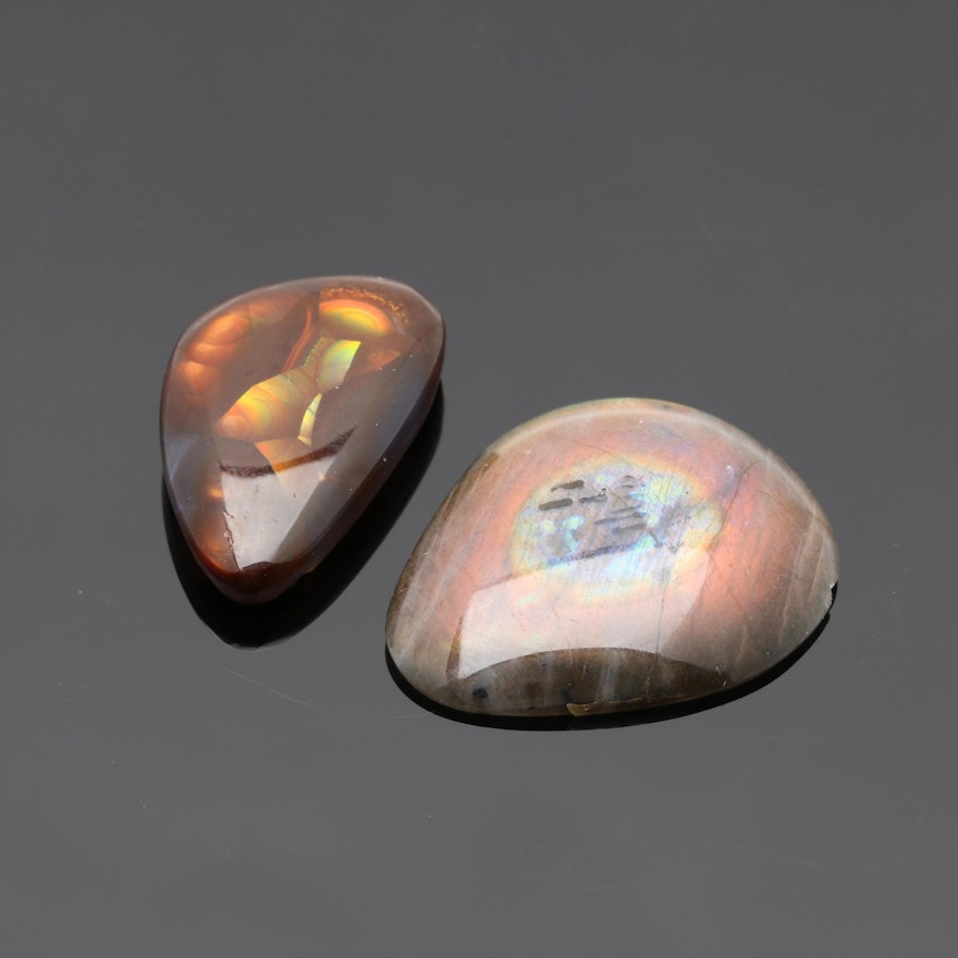 Loose Spectrolite and Fire Agate