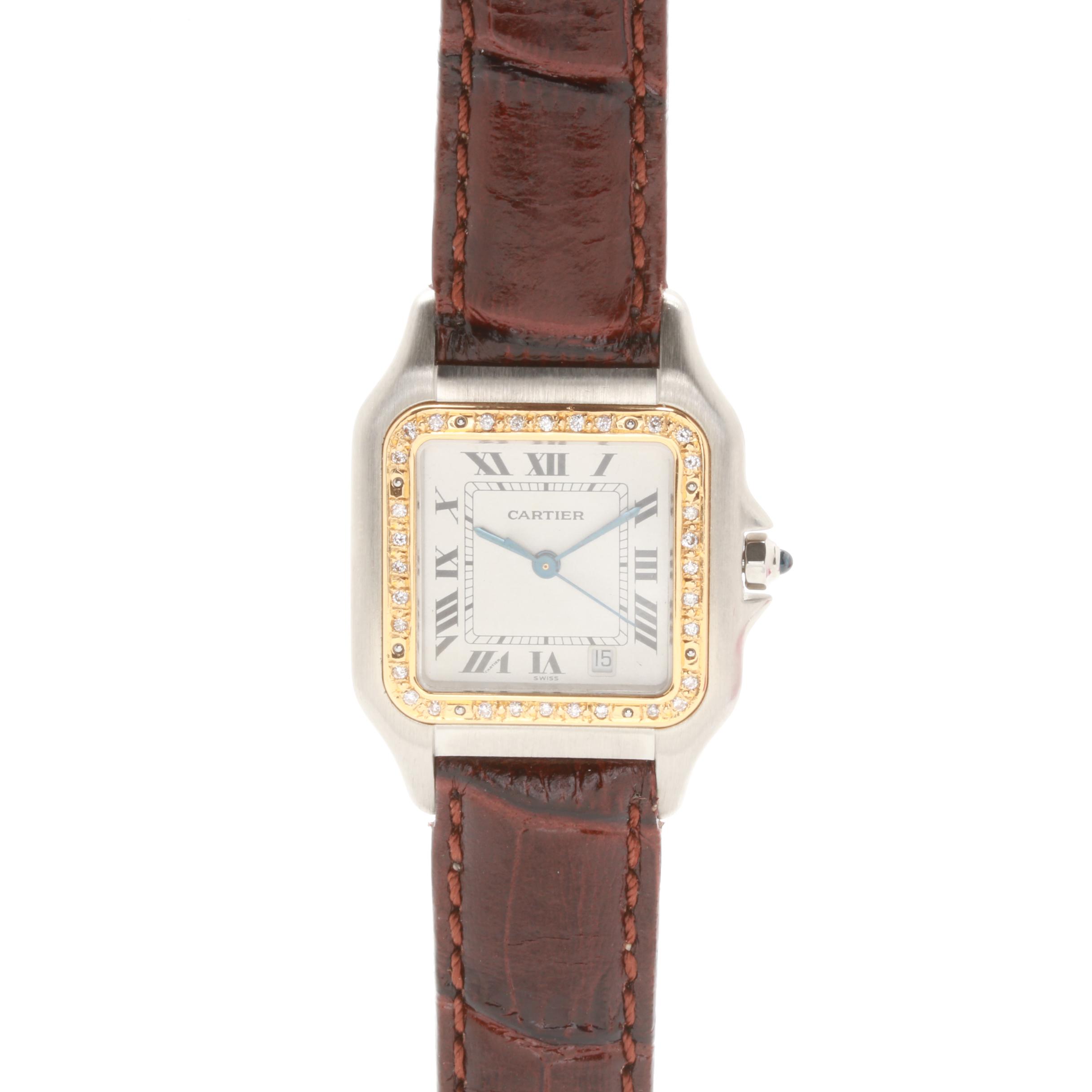 Cartier Stainless Steel and 18K Yellow Gold Diamond Watch