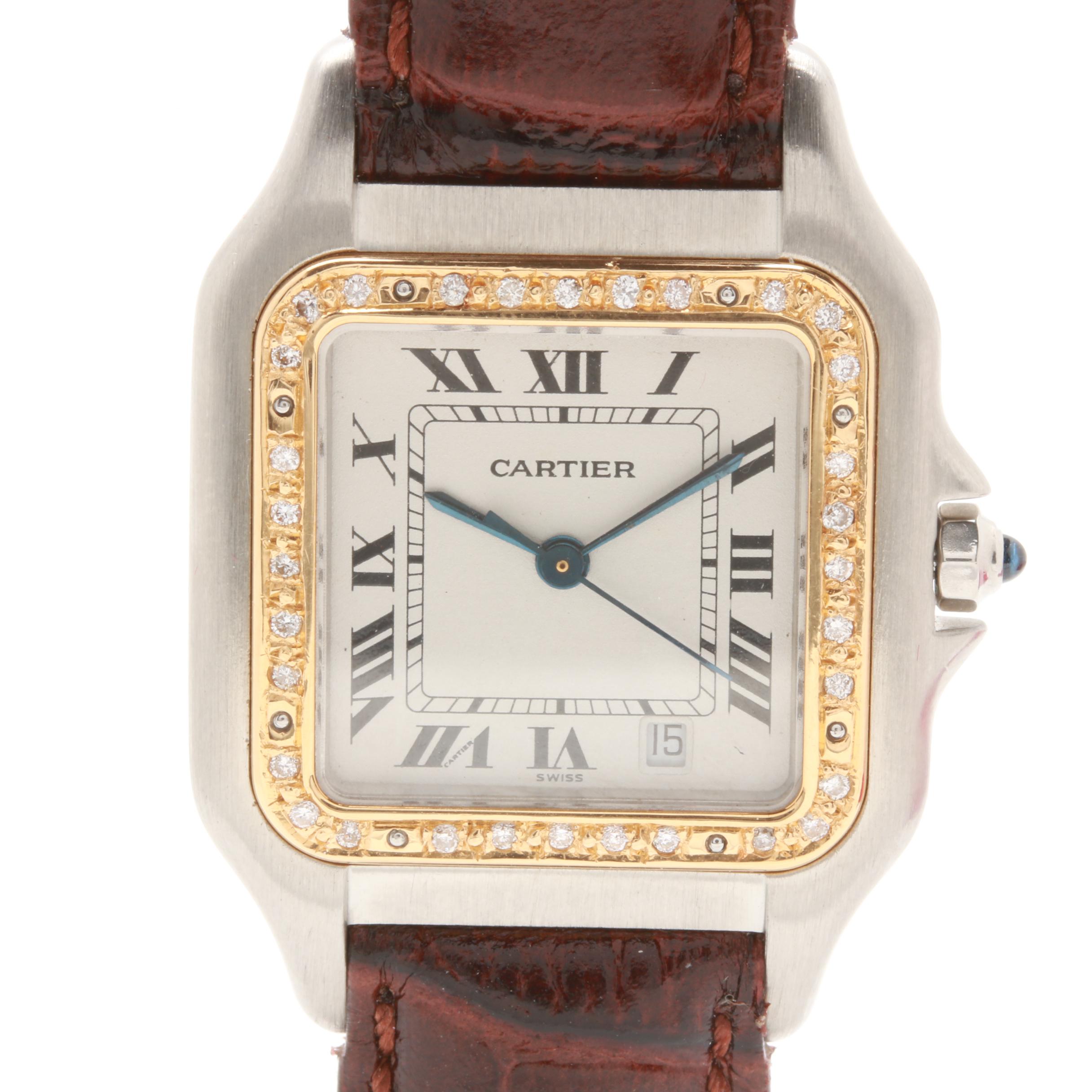 Cartier Stainless Steel and 18K Yellow Gold Diamond Watch