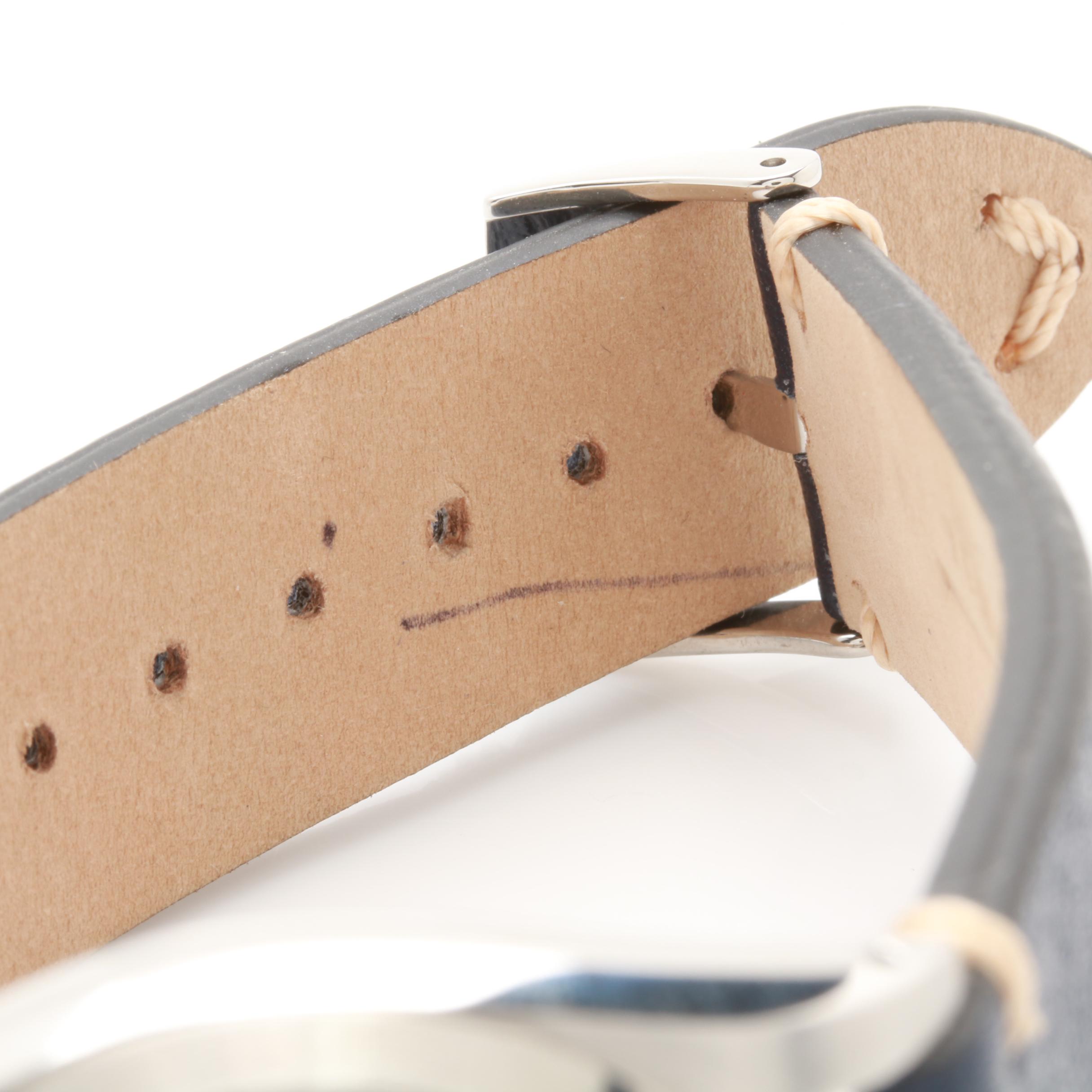 Rolex Stainless Steel White Dial Watch with Keith Valler Blue Leather Strap