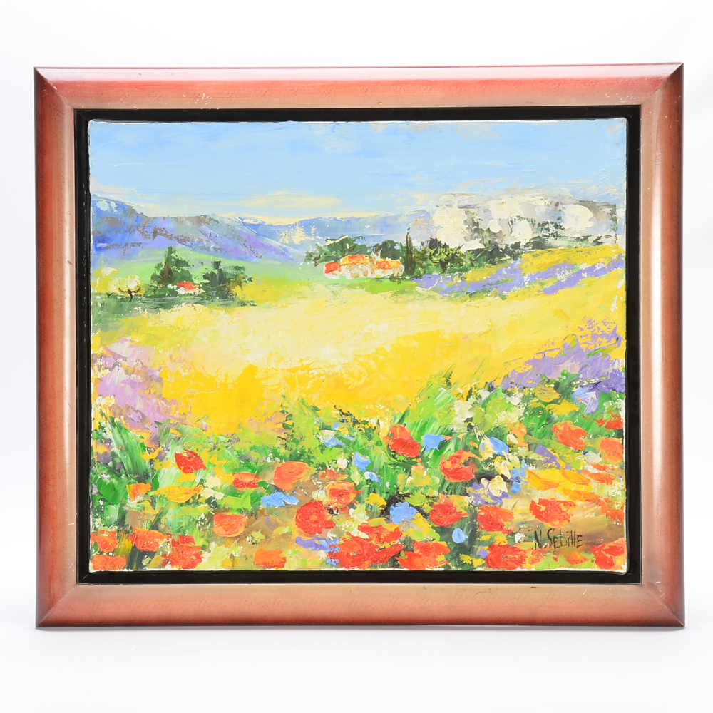 Nicole Sébille Oil Painting "Le Village"