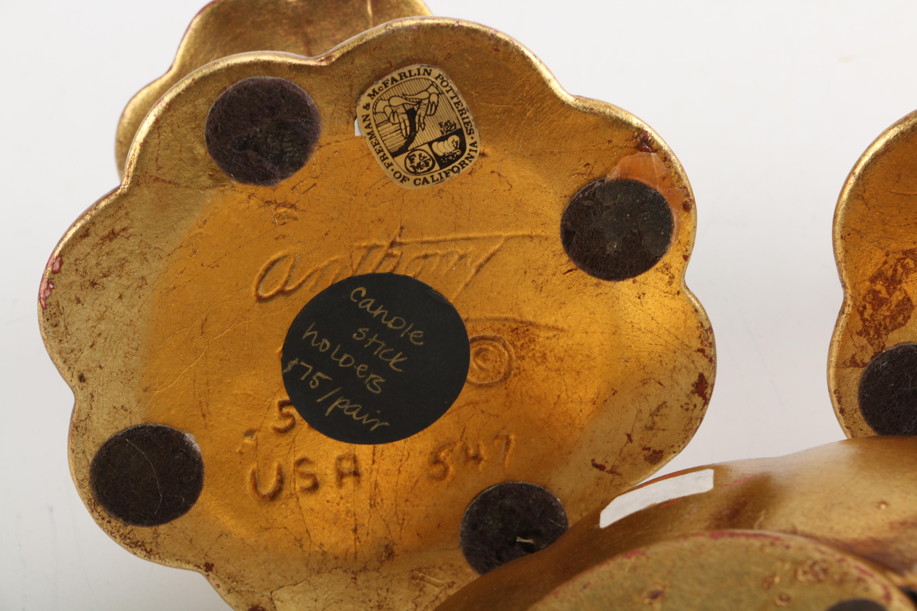 Freeman & McFarlin Potteries Candlestick Holders and Bowl