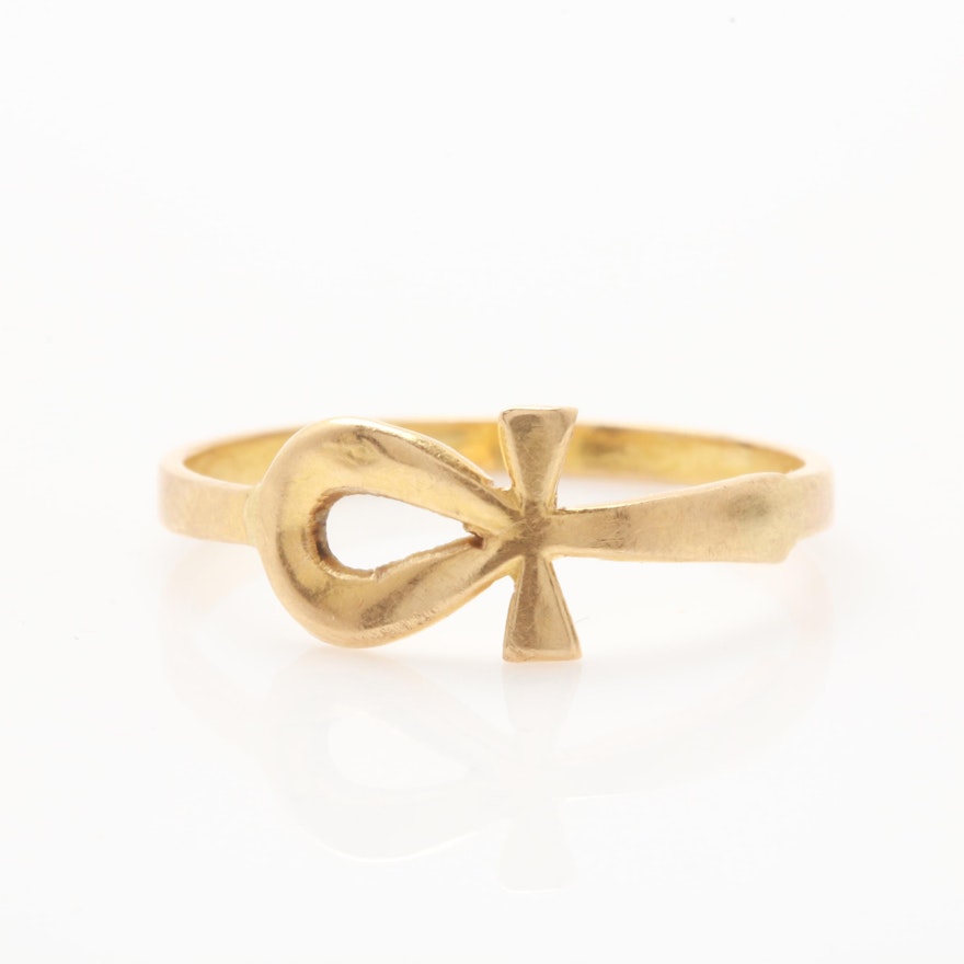 18K Yellow Gold Ankh Ring