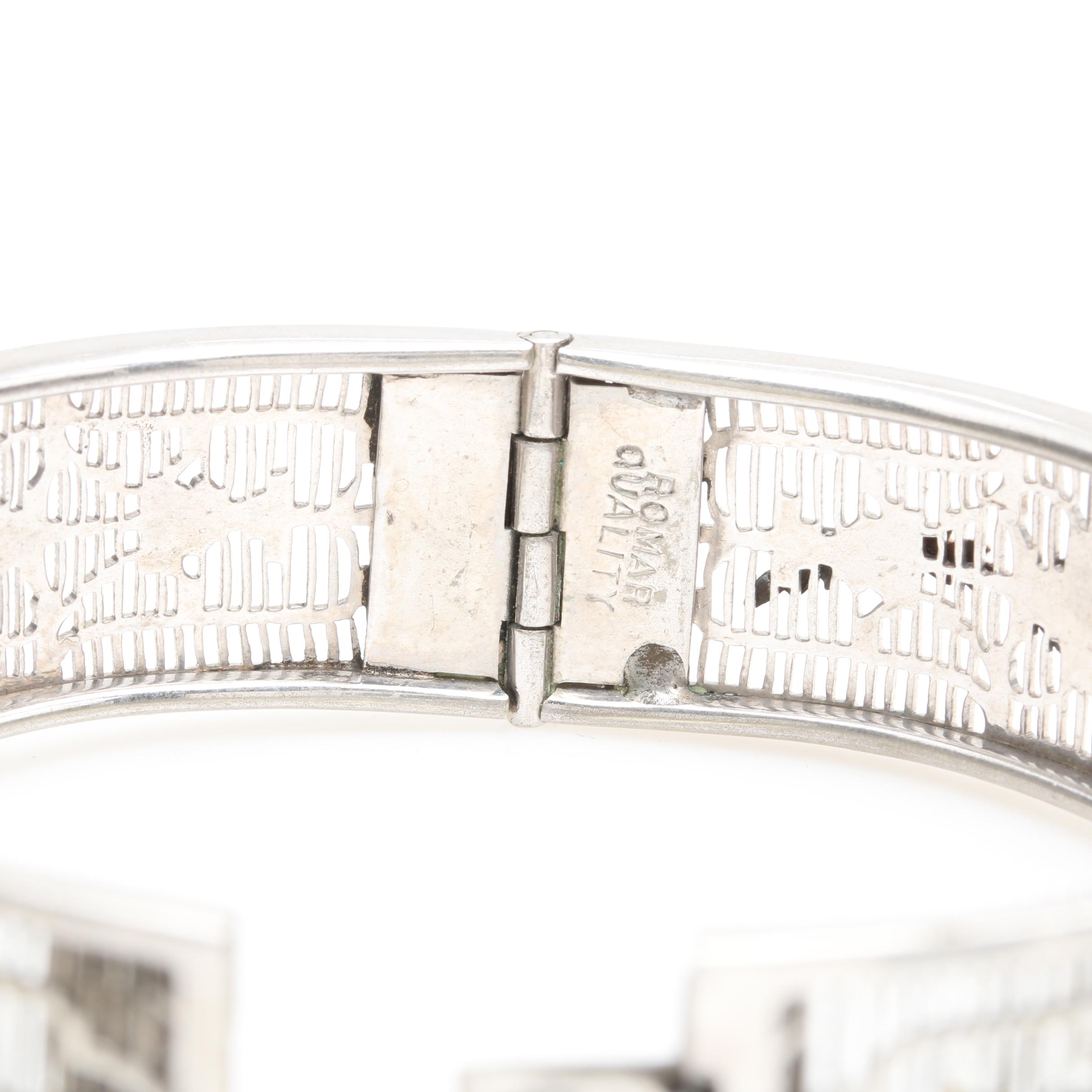 Silver Tone Bracelet and Sterling Silver Rings Including Garnet and Peridot