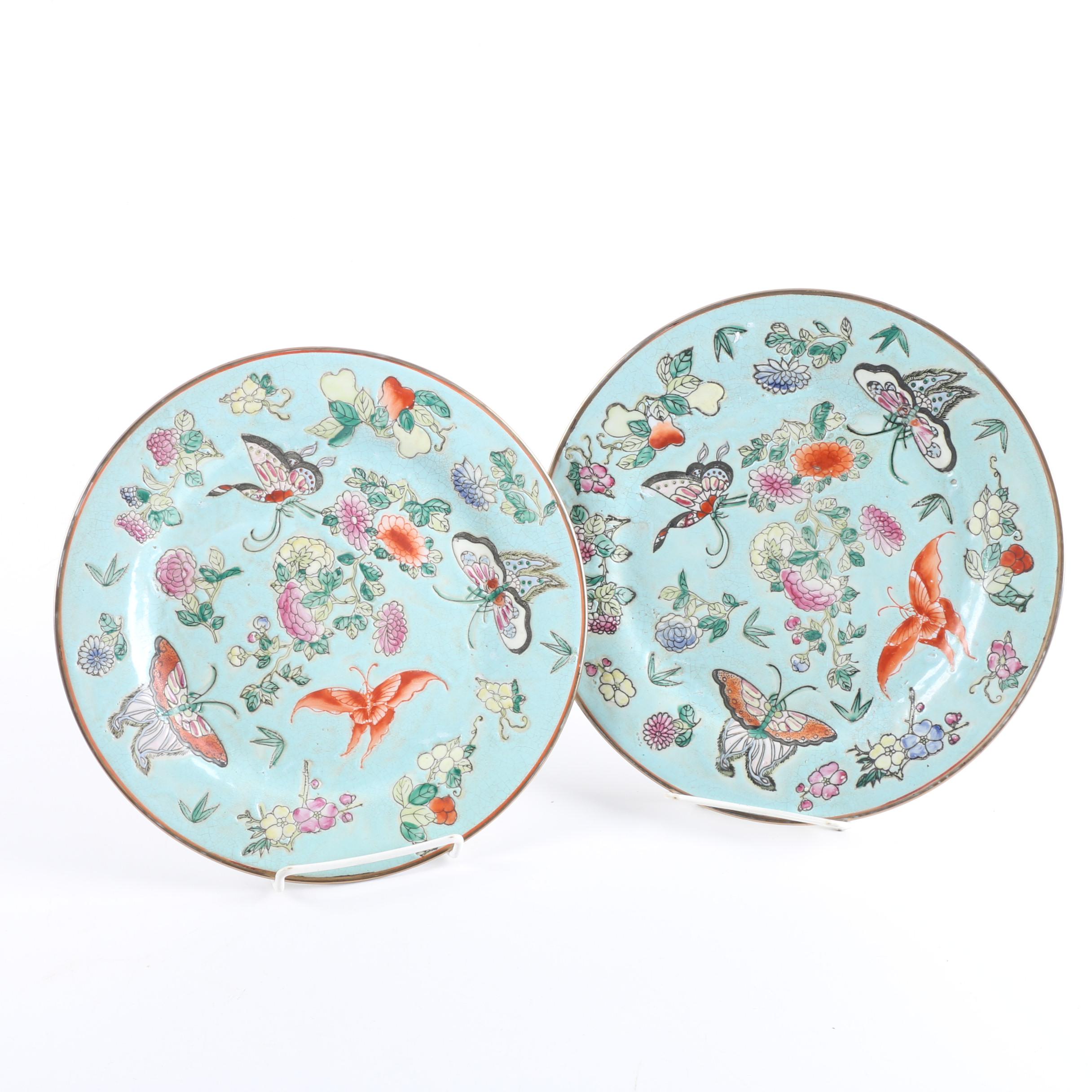 Pair of Vintage Republic Period Chinese Celadon Plates