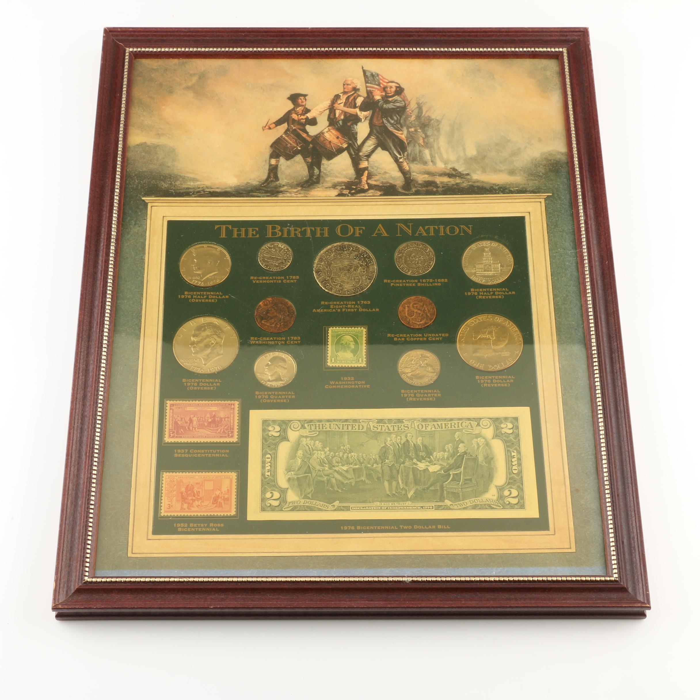 "The Birth of a Nation" Framed U.S. Coin and Stamp Set