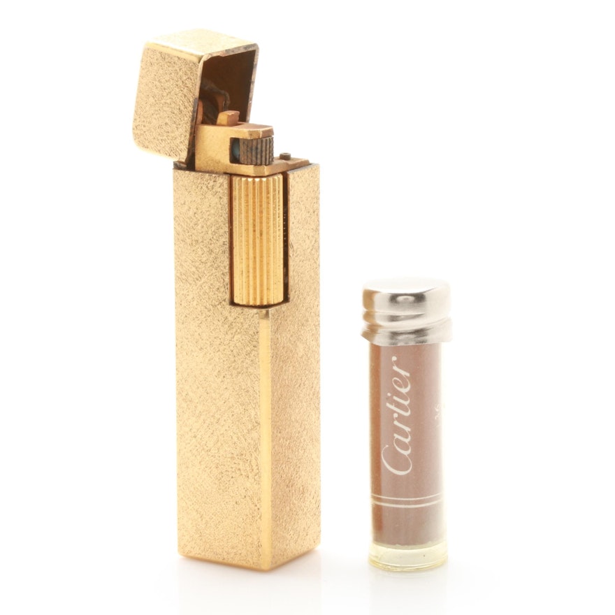 Cartier Gold Plated Lighter with Extra Flints