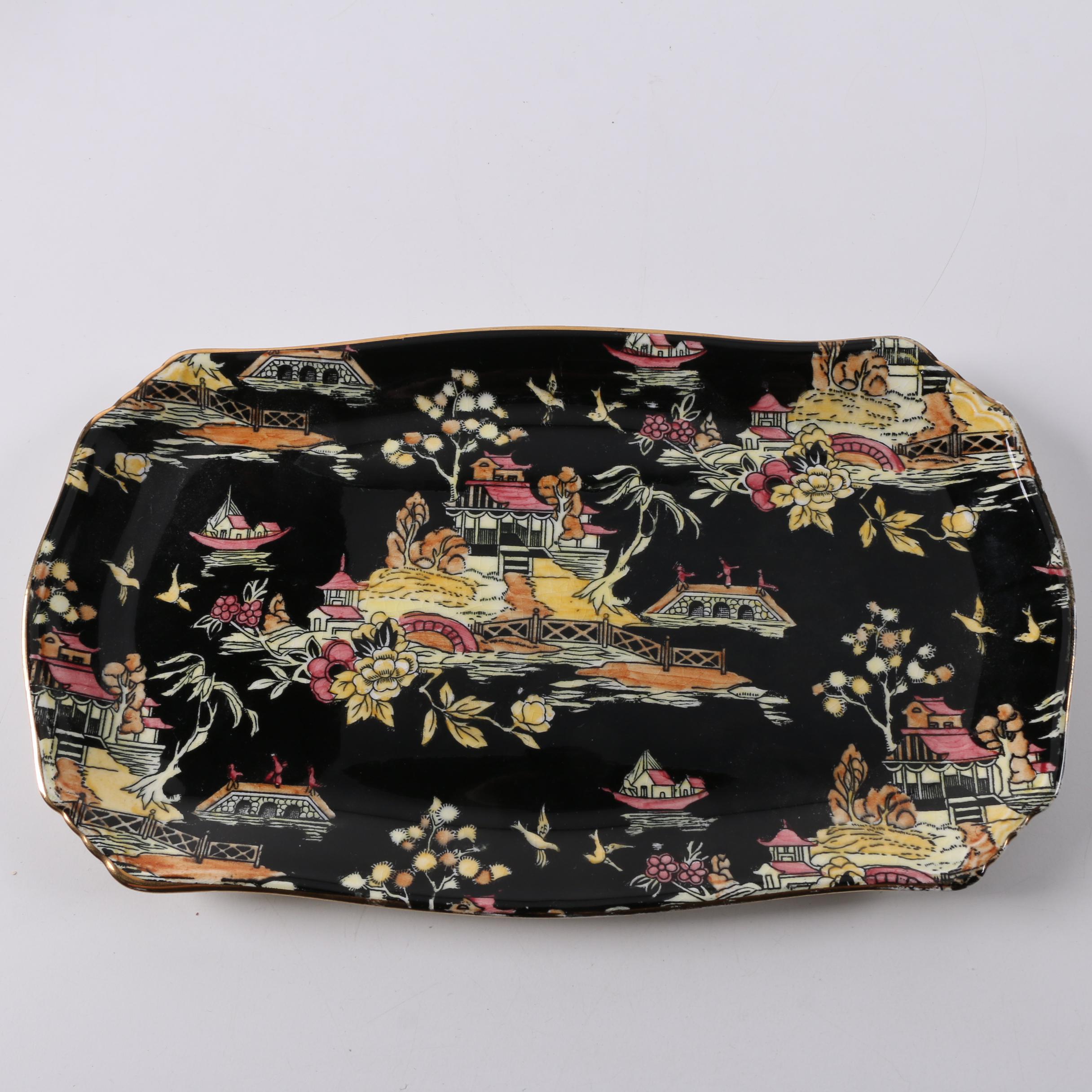 Vintage Royal Winton "Pekin Black" Porcelain Serveware