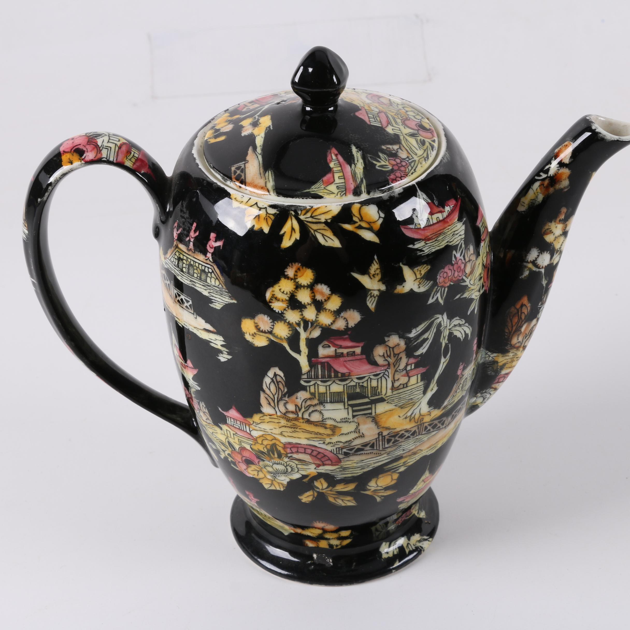 Vintage Royal Winton "Pekin Black" Porcelain Serveware