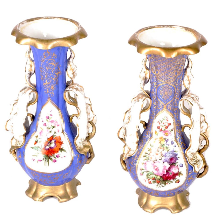 Hand-Painted Porcelain Mantel Vases