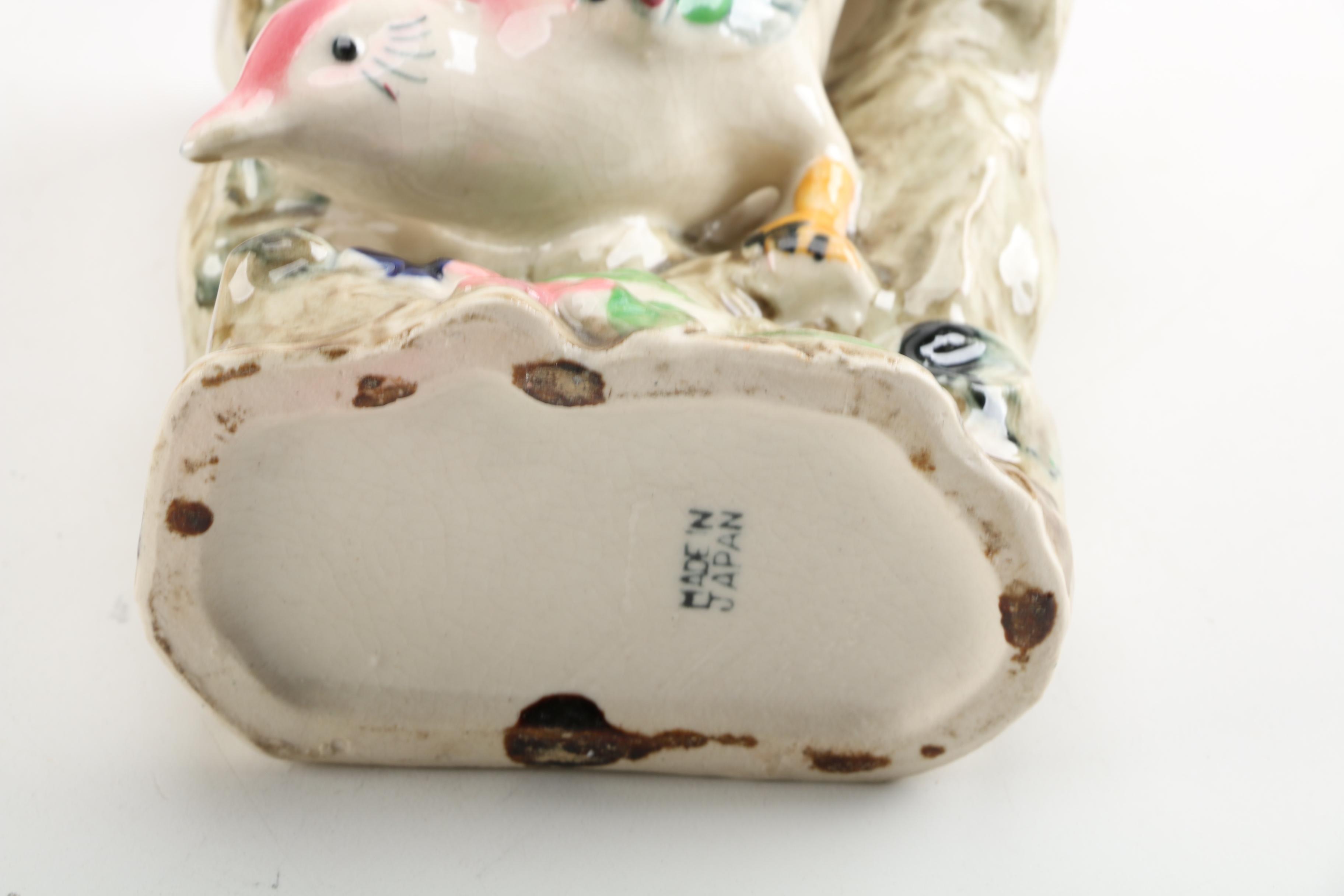 Vintage Japanese and Holland Mold Bird Ceramic Wall Pockets and Vase