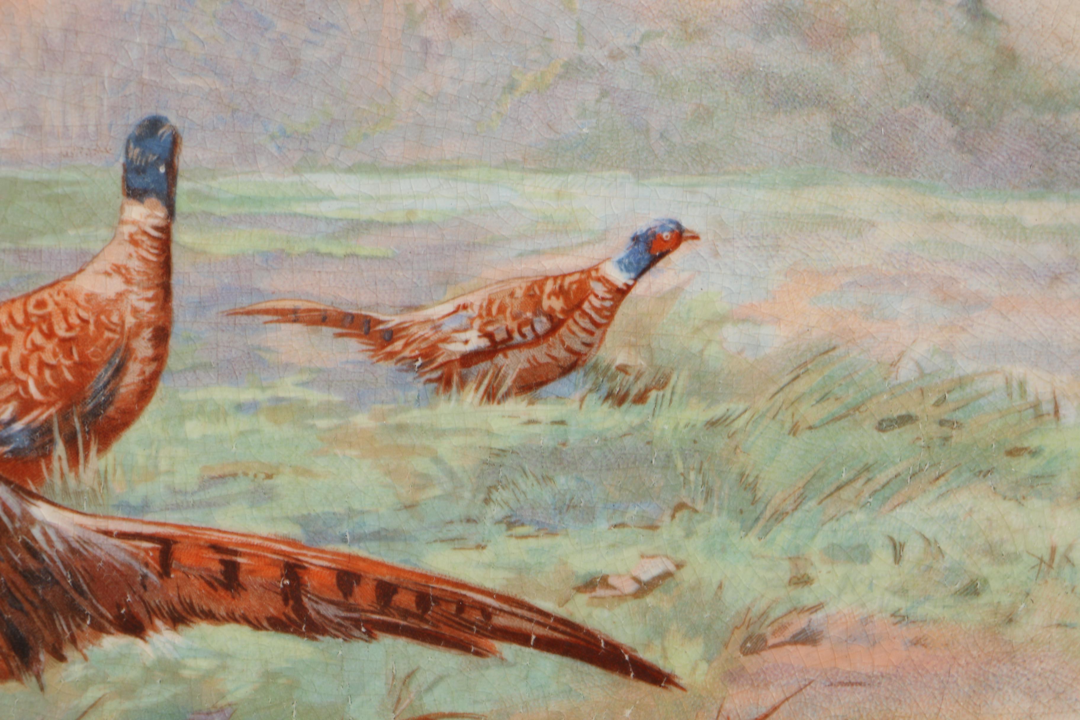 Antique Hand Painted Pheasant Porcelain Platter, c. 1880's Continental