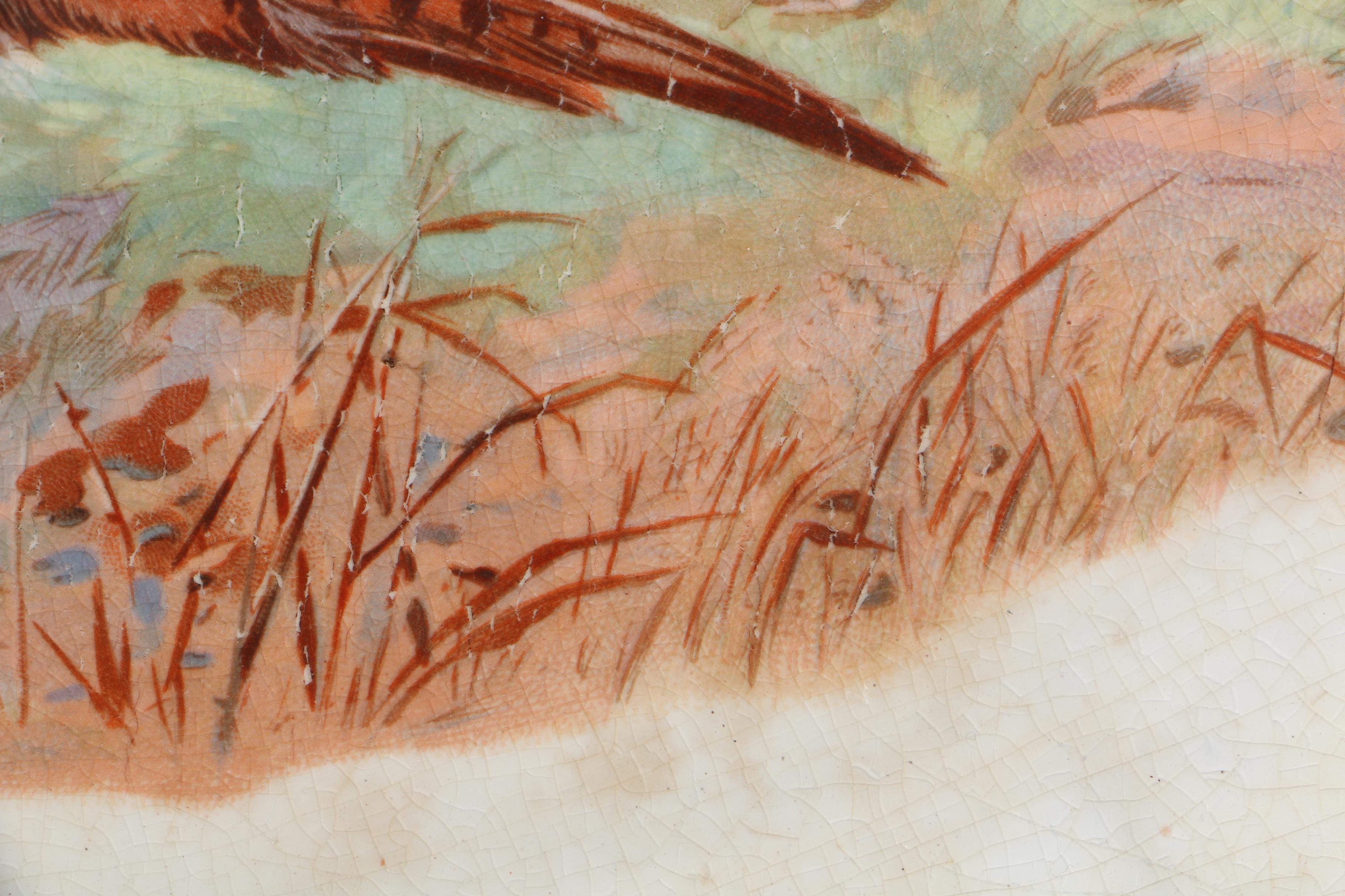 Antique Hand Painted Pheasant Porcelain Platter, c. 1880's Continental